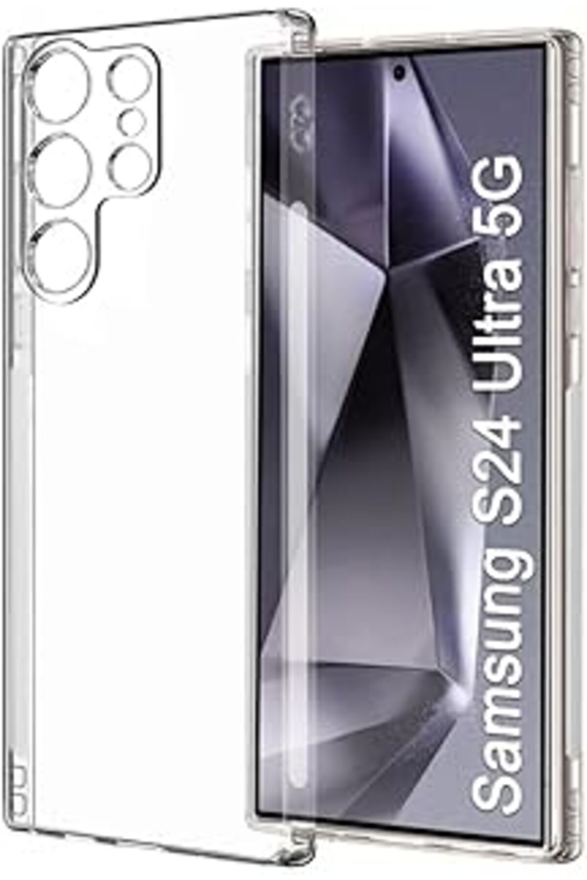 Karachil Kzy İletişim Samsung Galaxy S24 Ultra Kapak Kamera Korumalı Tıpalı Şeffaf Silikon Kılıf