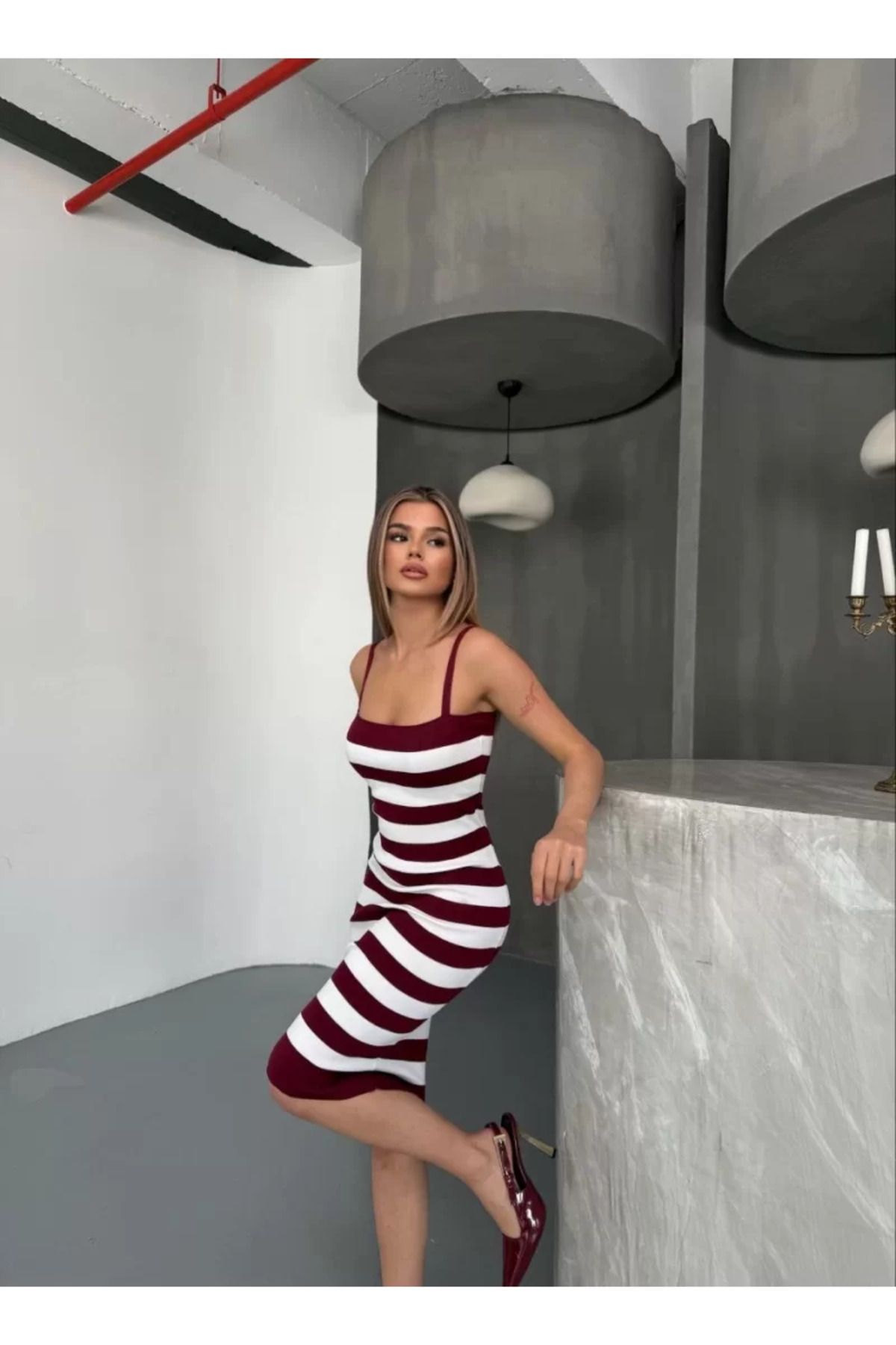 ruum fashions Fırfır Detaylı Triko Elbise