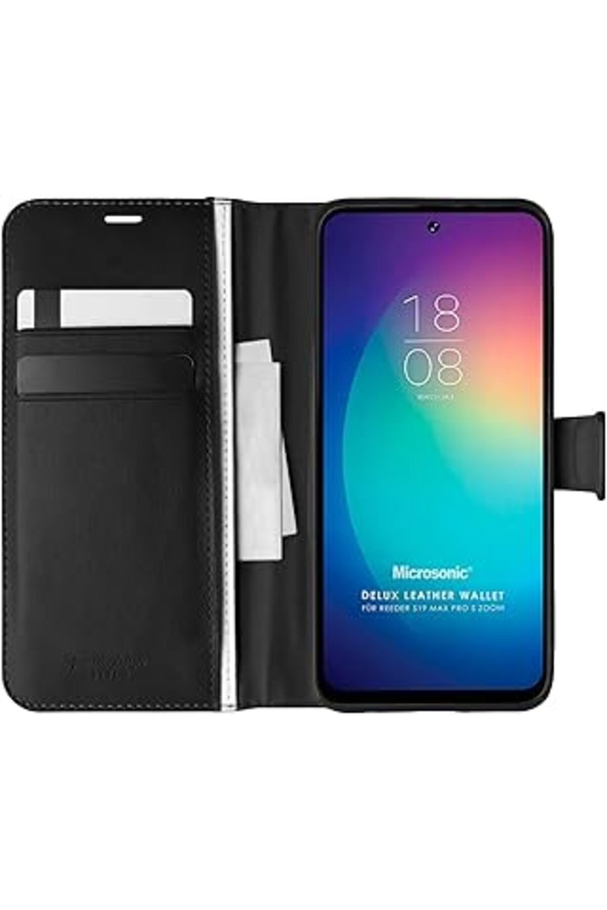 Qedii Microsonic Reeder S19 Max Pro S Zoom Kılıf Delux Leather Wallet Siyah [S19 Max Pro S Zoom Ile Uyuml