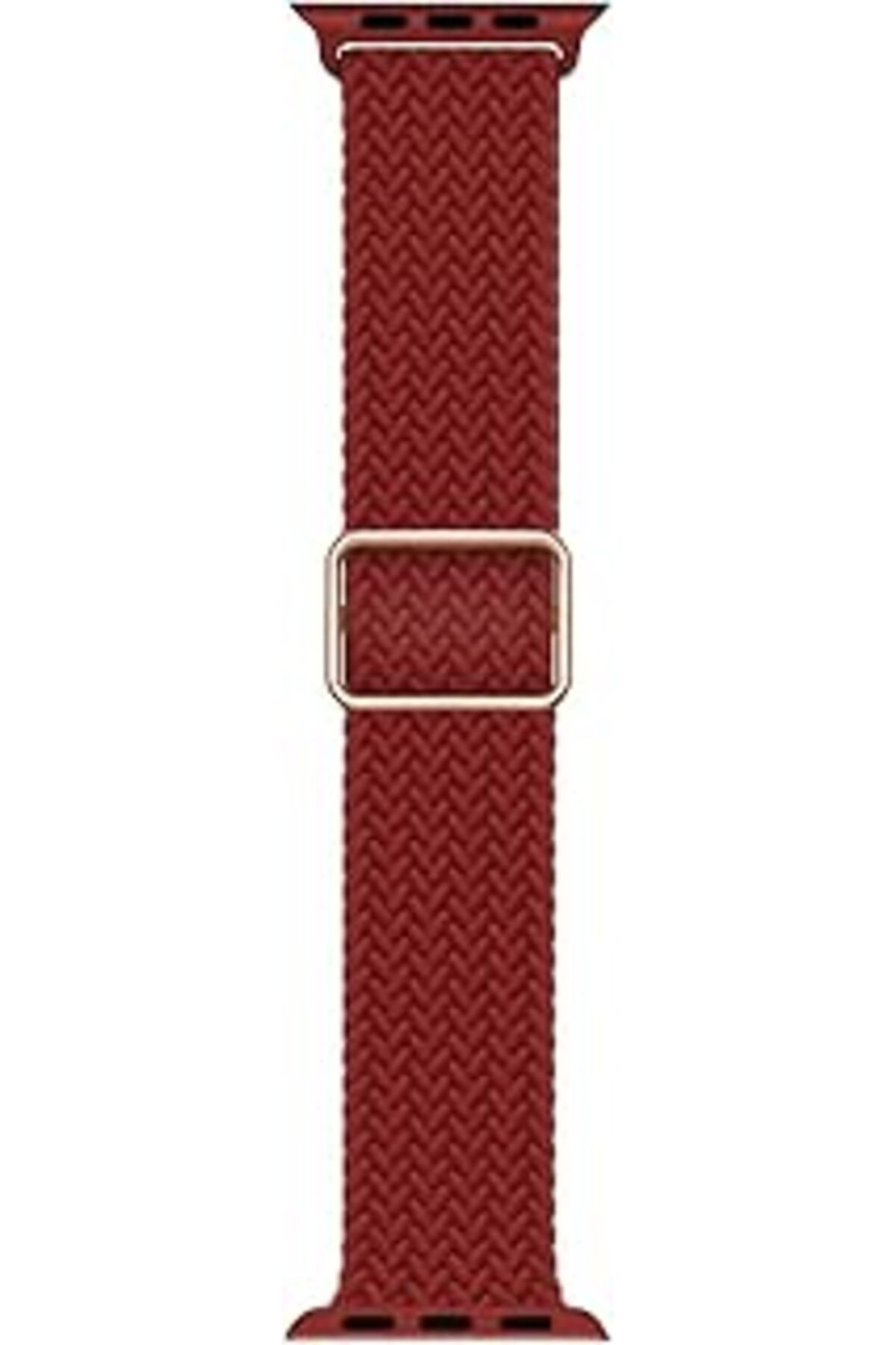 Pazarcan Microsonic Watch Series 9 45Mm Kordon Knitted Fabric Loop Kırmızı [Watch Series 9 45Mm Ile Uyumlu K