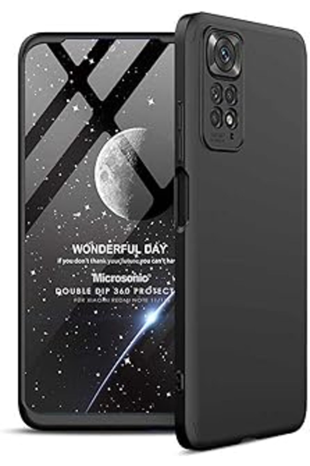 Karachil Microsonic Xiaomi Redmi Note 11S Için Kılıf Double Dip 360 Protective Siyah [Redmi Note 11S Ile Uyu