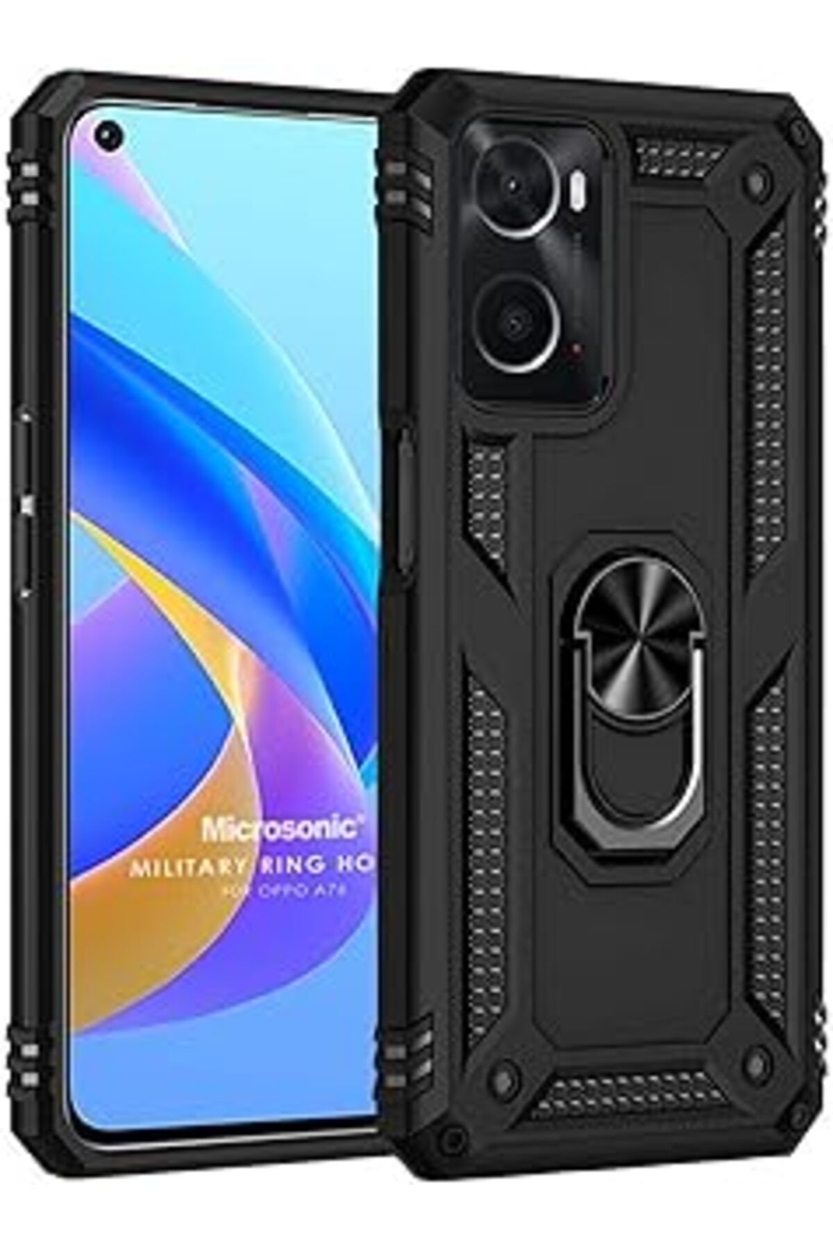 Karachil Microsonic Oppo A36 Için Kılıf Military Ring Holder Siyah [A36 Ile Uyumlu Kılıf - Siyah]