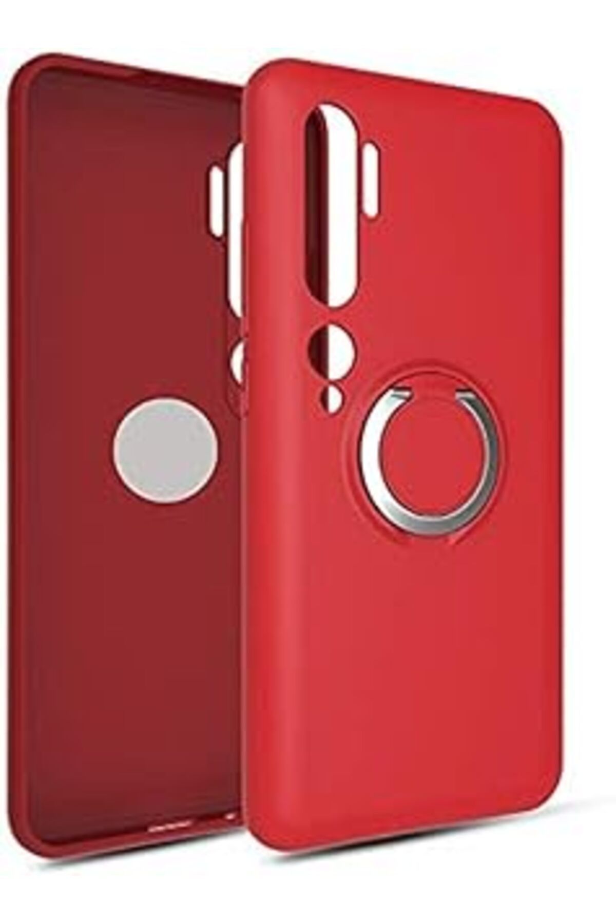 Qedii Kny Xiaomi Mi Note 10 İçin Kılıf, Ultra İnce Yüzüklü Manyetik Plex, Silikon, Kırmızı