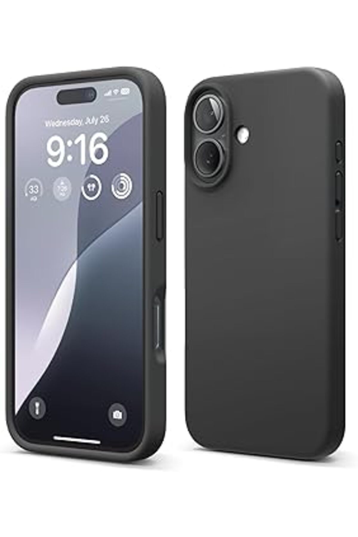 Qedii Happy Trend Apple Iphone 16 Için Lansman Silikon Kılıf Şok Emici Full Koruma Sağlayan Kılıf Siyah R