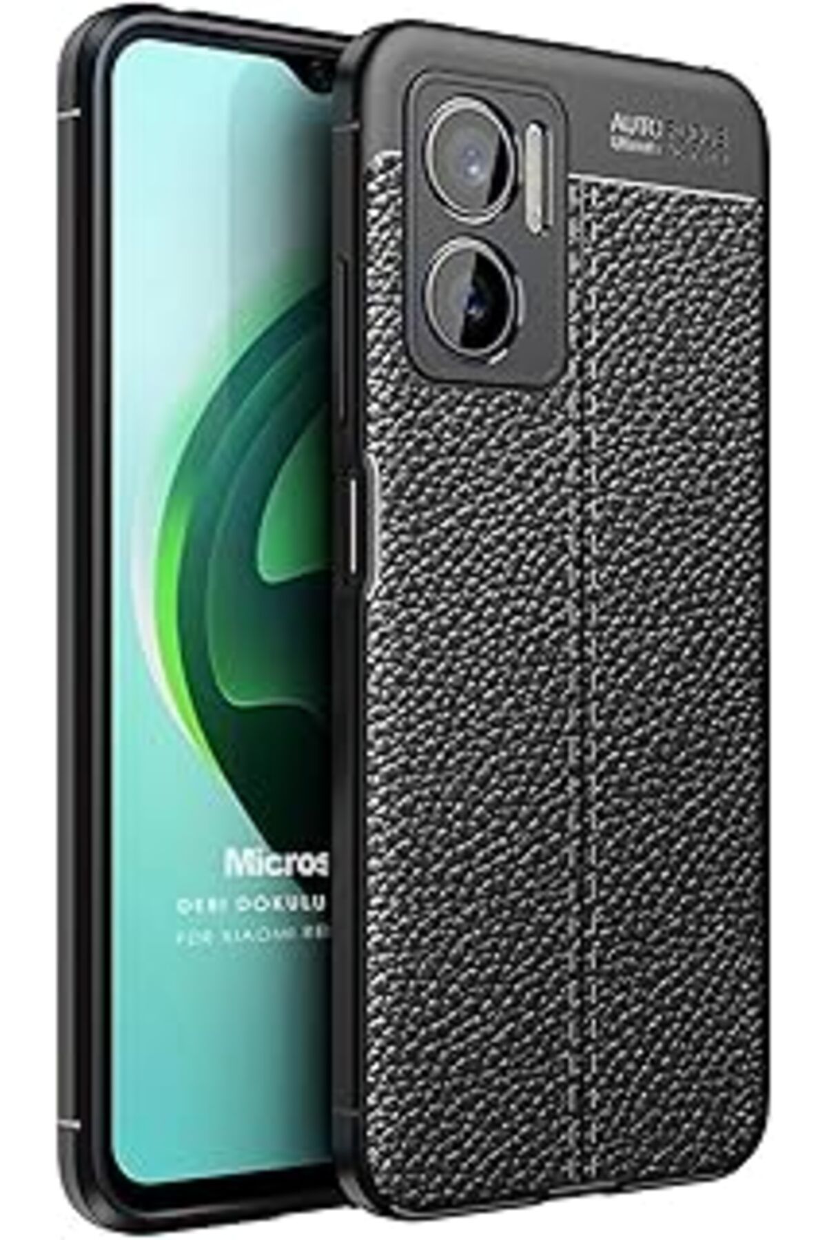 Pazarcan Microsonic Redmi Note 11E Kılıf Deri Dokulu Silikon Siyah [Redmi Note 11E Ile Uyumlu Kılıf - Siyah]