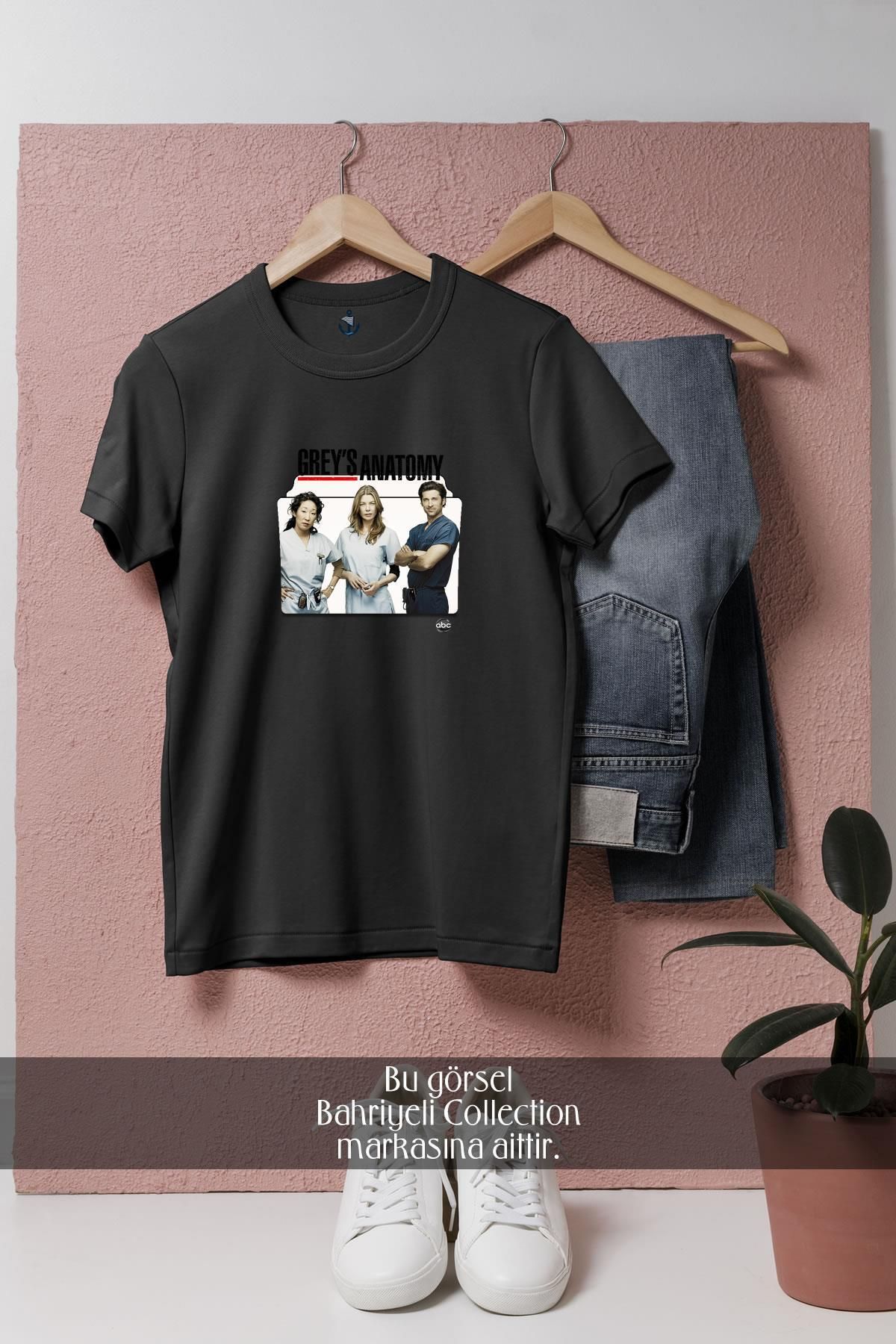 Bahriyeli Collection Oversize Grey Anatomy Series Tasarımlı Unisex T-Shirt
