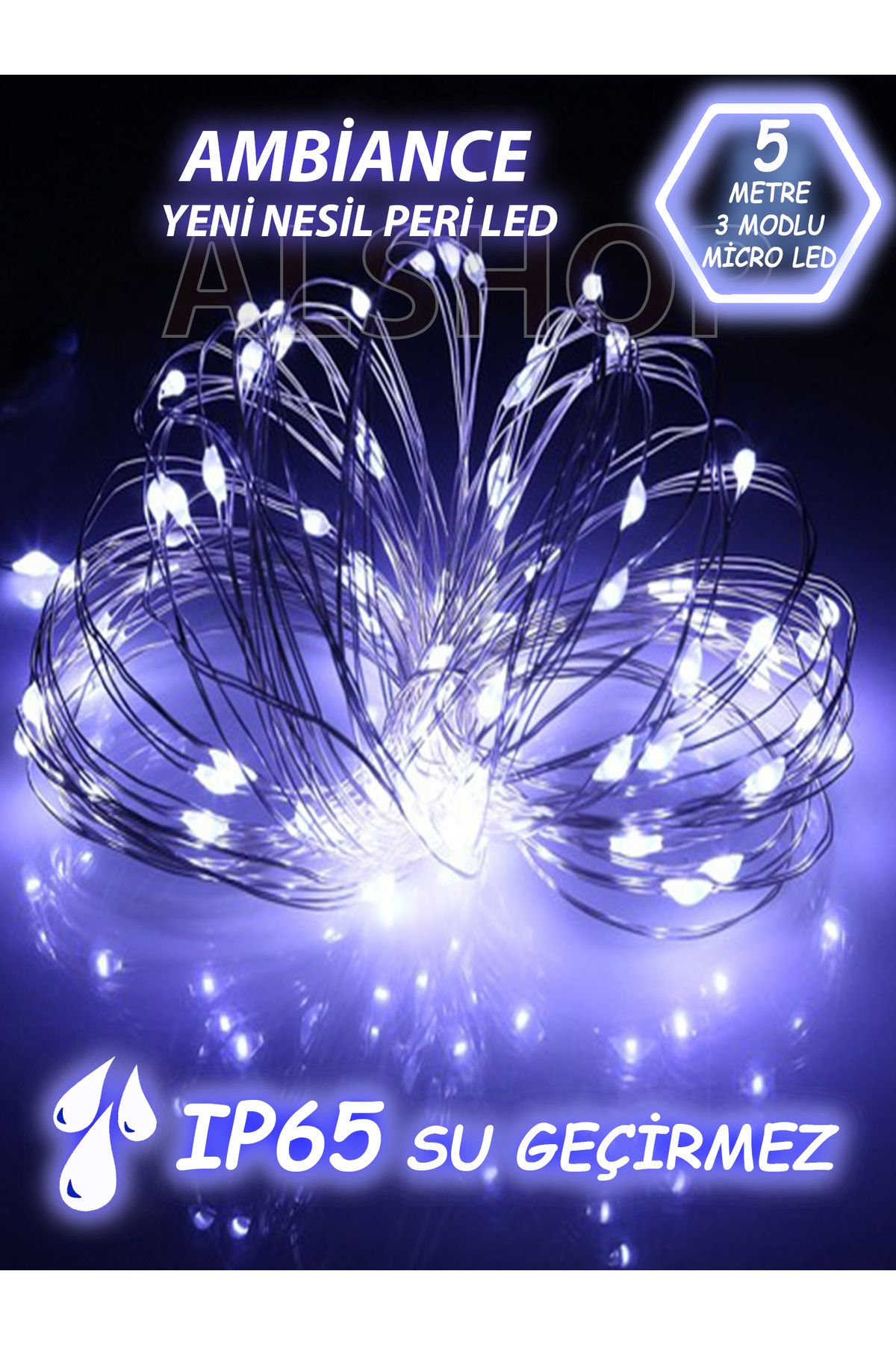Leddünyası 3 Modlu Yeni Nesil 5 Metre 50 Ledli Beyaz Peri Led Işık
