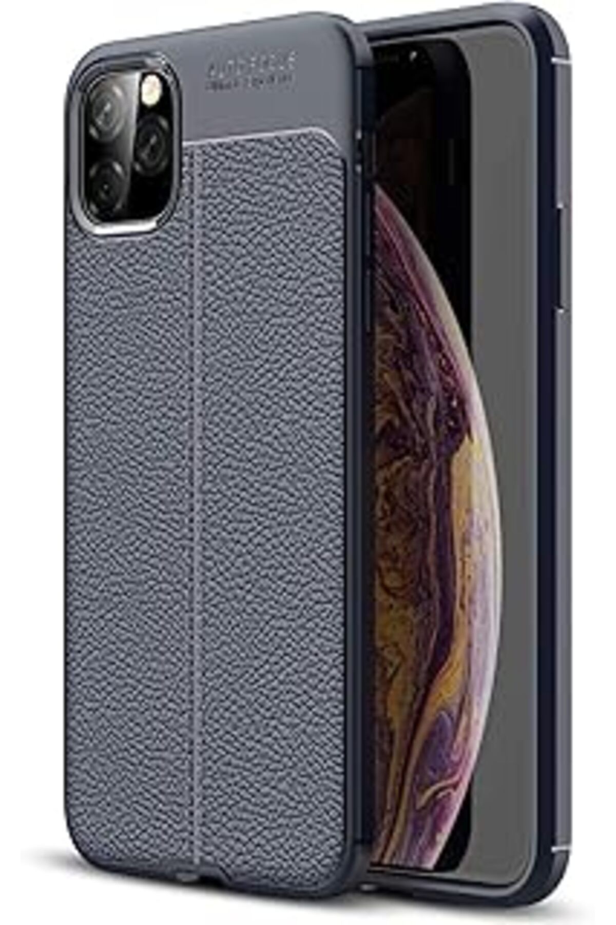 Pazarcan Microsonic Apple Iphone 11 Pro Max (6.5'') Için Kılıf Deri Dokulu Silikon Lacivert [Iphone 11 Pro M