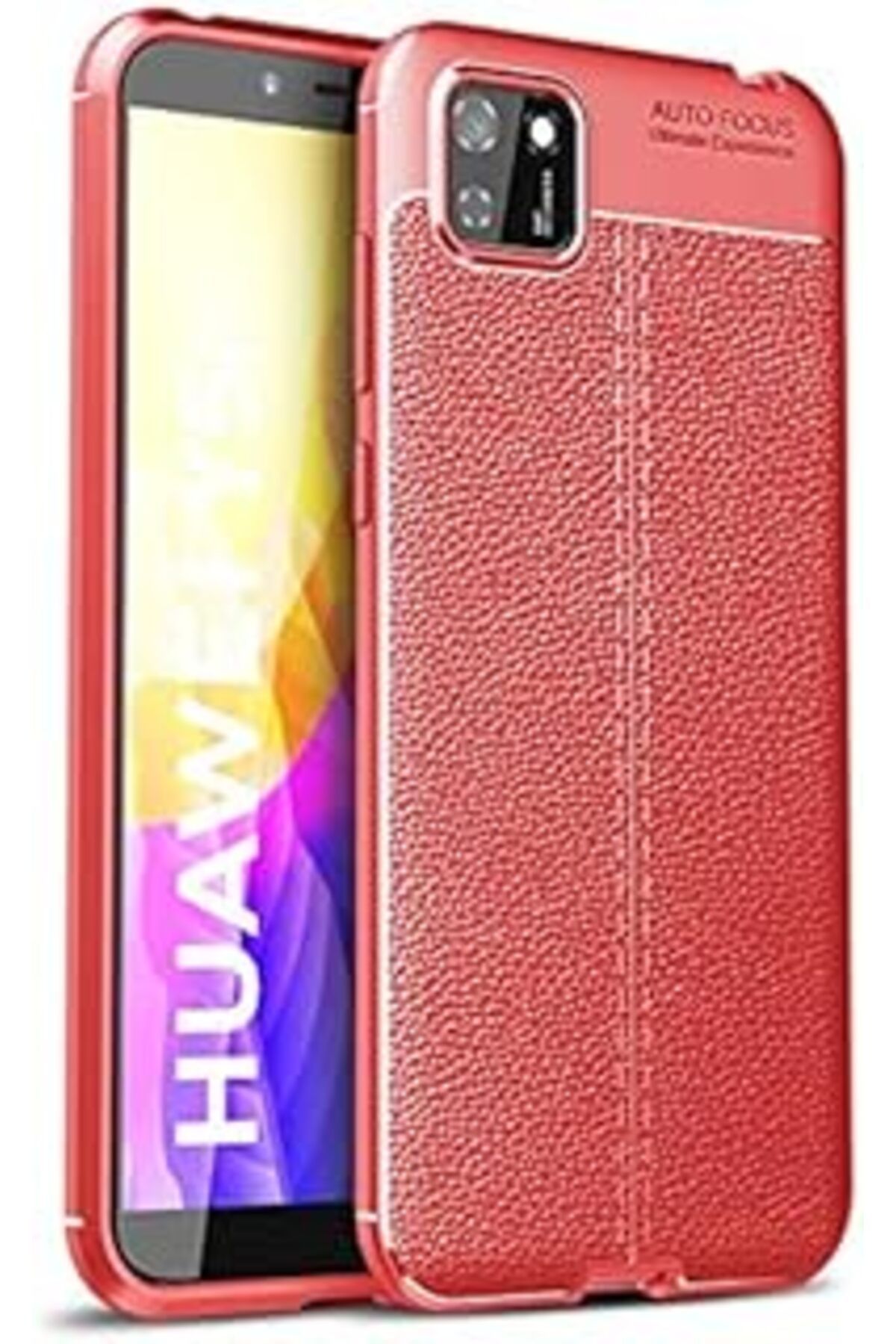 Pazarcan Kny 75848819 Huawei Y5P Kılıf Deri Desenli Lux Niss Silikon Kırmızı Arka Kapak