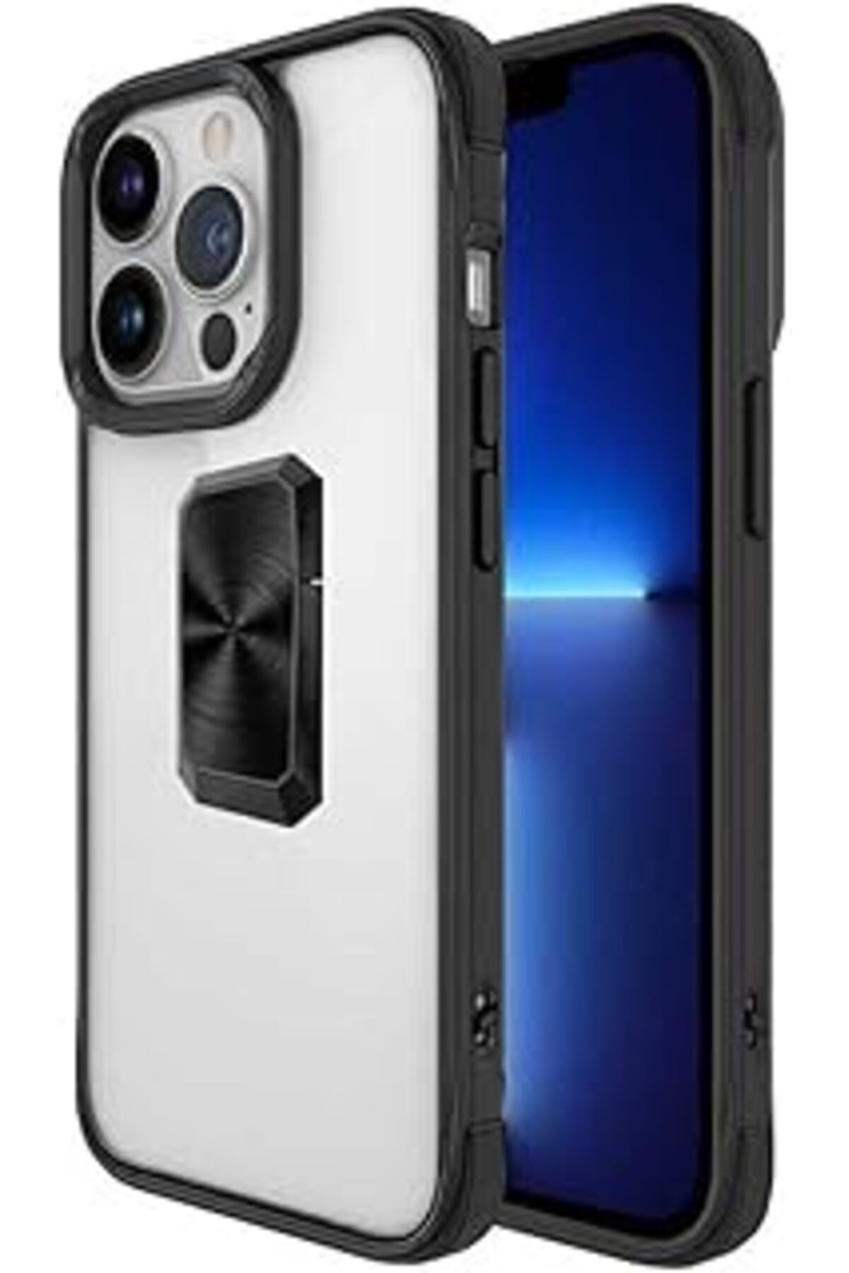 Qedii Zore Apple İle Uyumlu Iphone 13 Pro Kılıf V-Bax Kapak, Siyah
