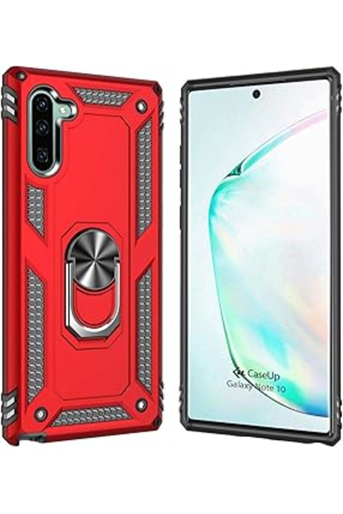 Pazarcan Caseup Galaxy Note 10, Caseup Magnetic Ring Uyumlu Kılıf Kırmızı