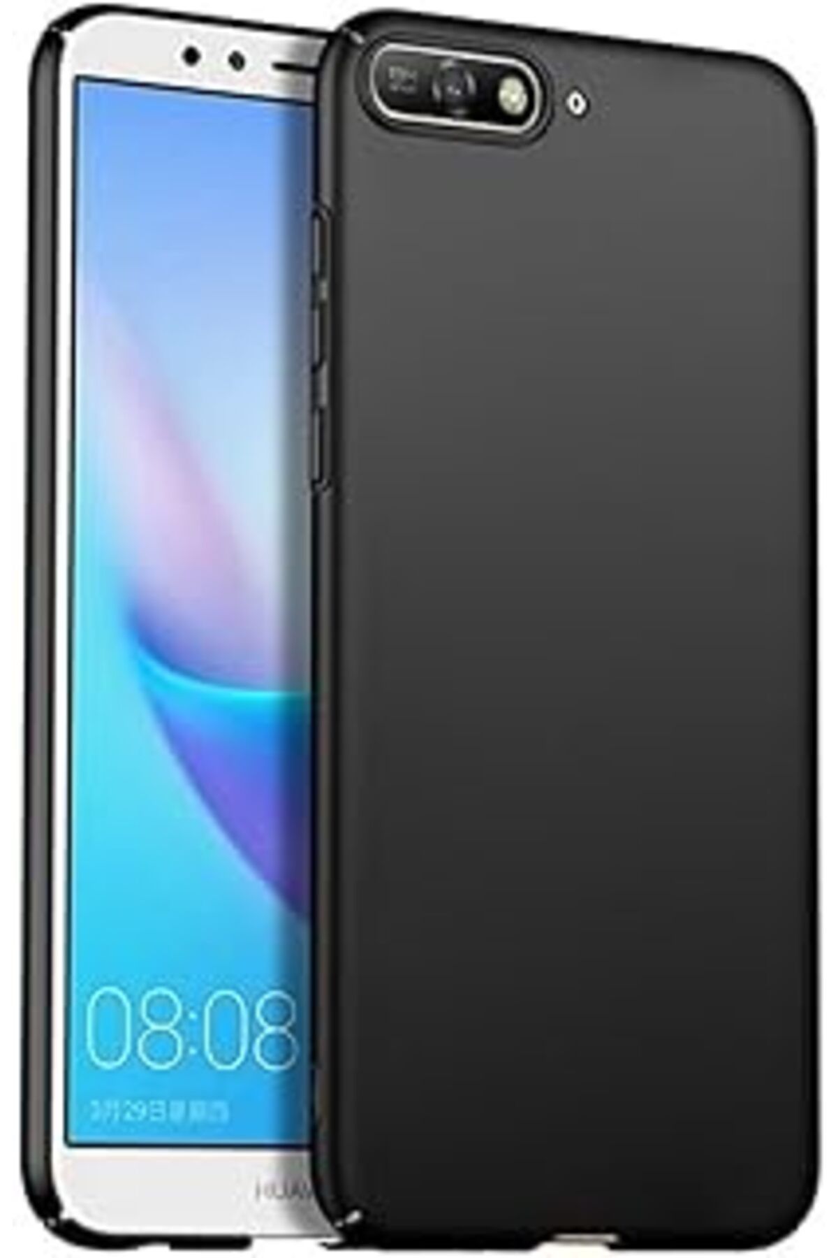 Pazarcan Huawei Y6 2018 Uyumlu Sert Rubber Silikon Kılıf (Siyah)