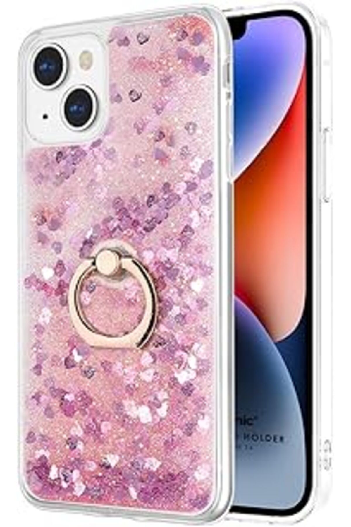 Pazarcan Microsonic Apple Iphone 14 Plus Için Kılıf Glitter Liquid Holder Pembe [ıphone 14 Plus Ile Uyumlu K