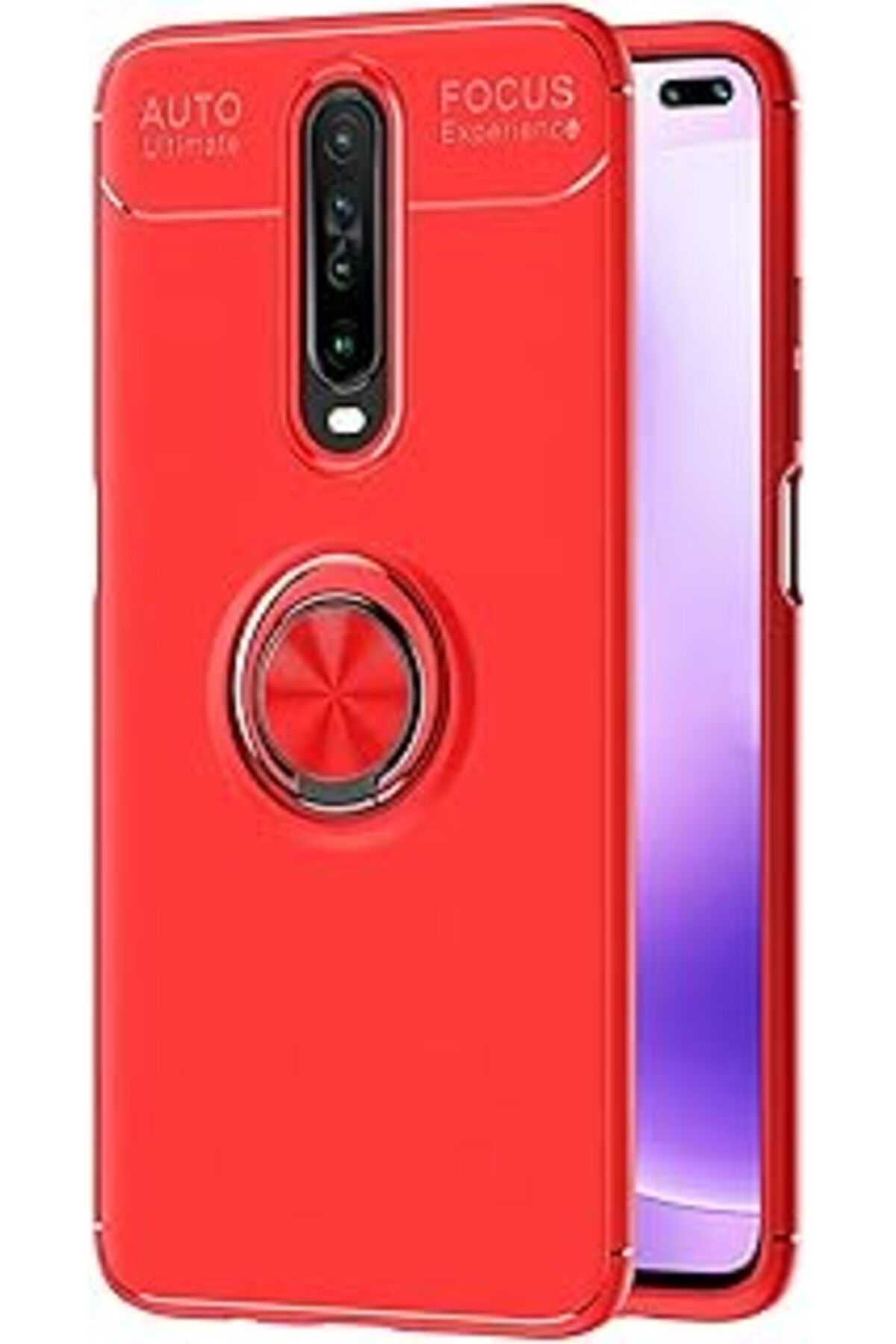 Pazarcan Microsonic Xiaomi Redmi K30 Için Kılıf Kickstand Ring Holder Kırmızı [Redmi K30 Ile Uyumlu Kılıf -