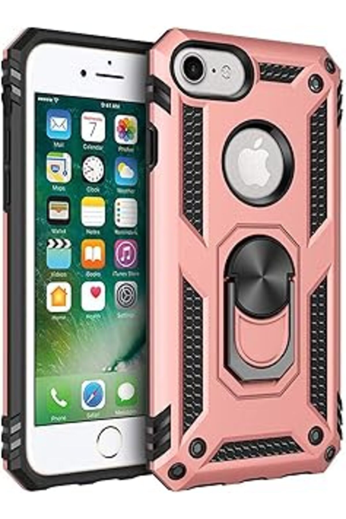Pazarcan Microsonic Iphone 6S Plus Kılıf Military Ring Rose Gold [Iphone 6S Plus Ile Uyumlu Kılıf - Rose Gol