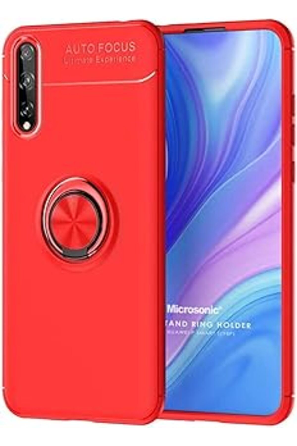 Karachil Microsonic Huawei Y8P Için Kılıf Kickstand Ring Holder Kırmızı [Y8P Ile Uyumlu Kılıf - Kırmızı]