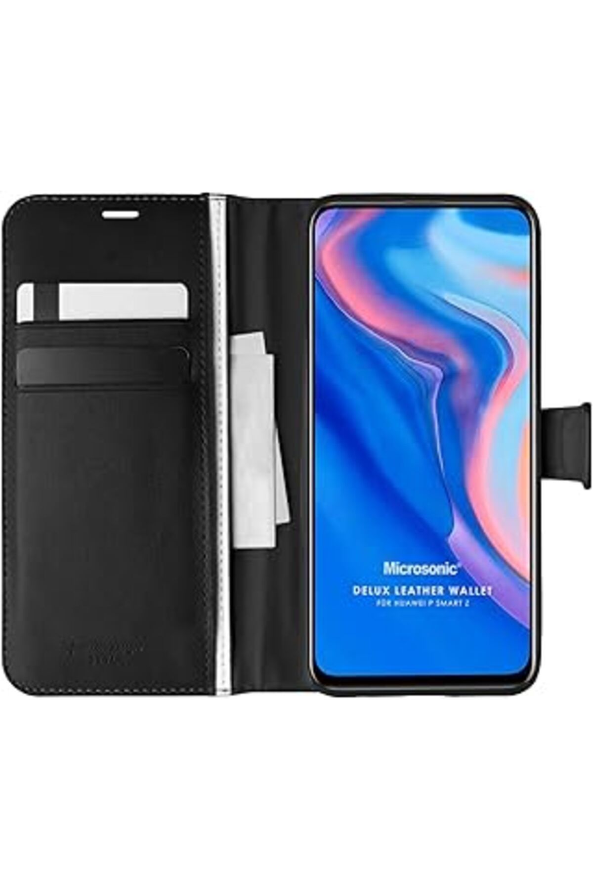 Pazarcan Microsonic Huawei P Smart Z Için Kılıf Delux Leather Wallet Siyah [p Smart Z Ile Uyumlu Kılıf - Siy