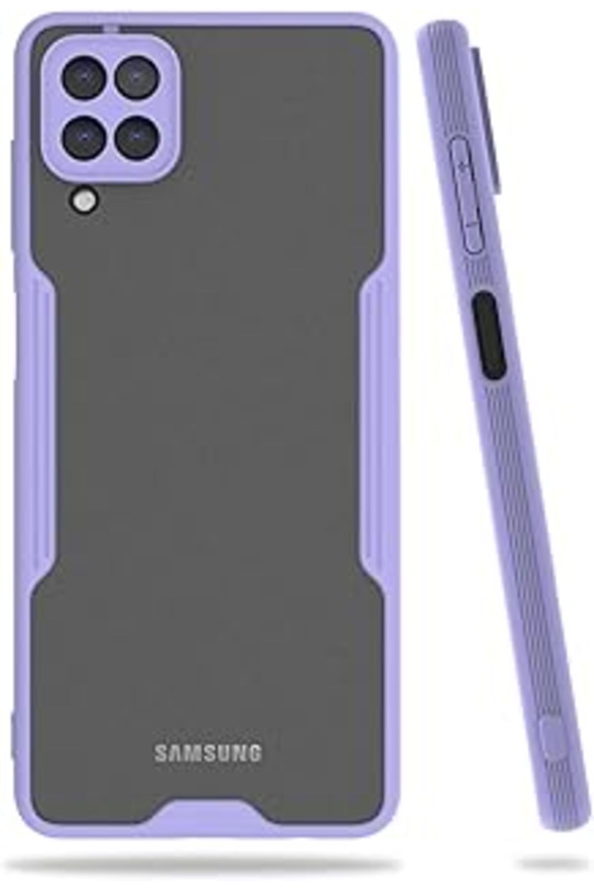 Pazarcan Nevarium Galaxy M12 Uyumlu Kılıf Kamera Korumalı Arkası Mat Platin Silikon - Lila