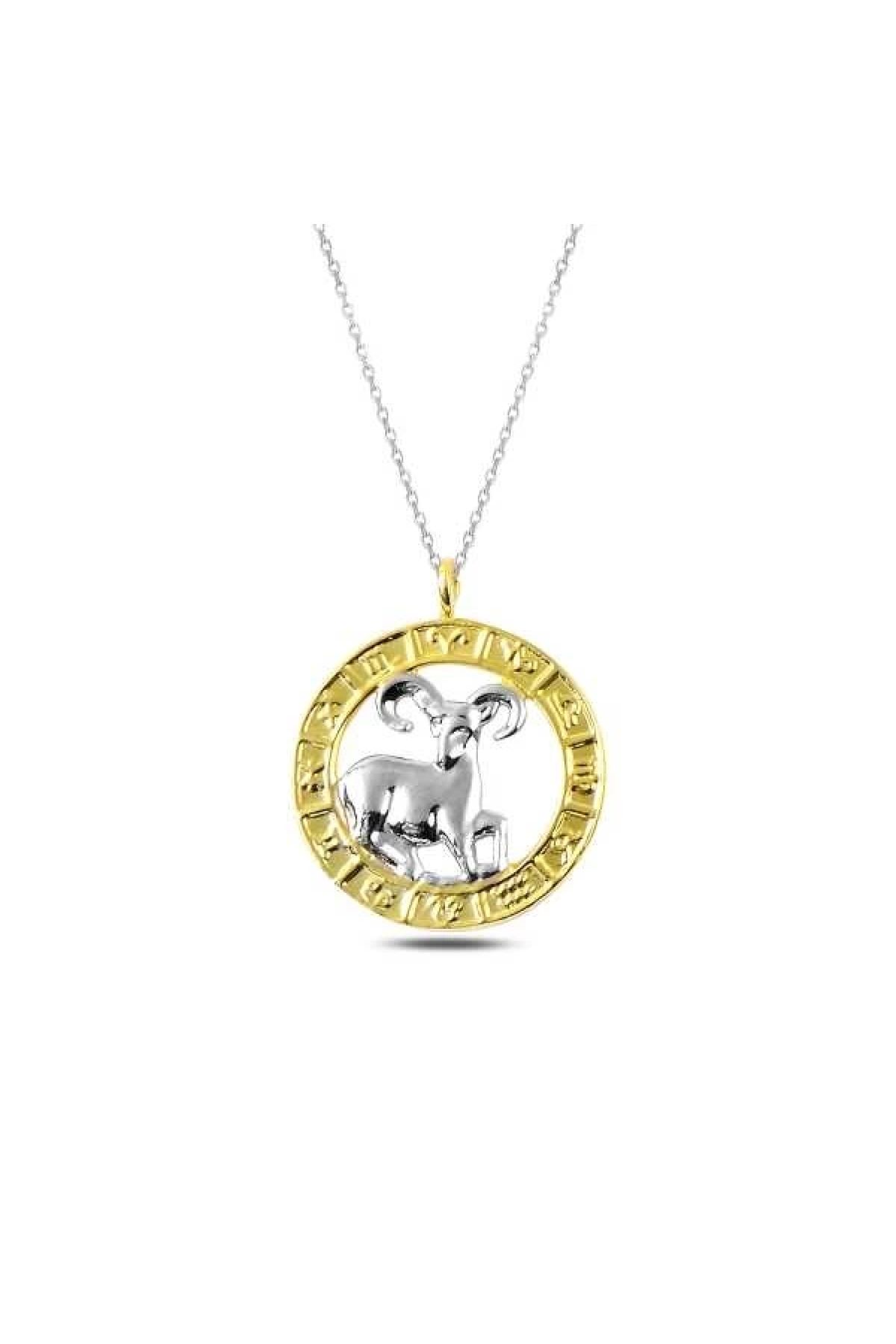 Marsilyan 925 Ayar Gümüş Gold Koç Burcu Kadın Gümüş Kolye (T4921) (7272)