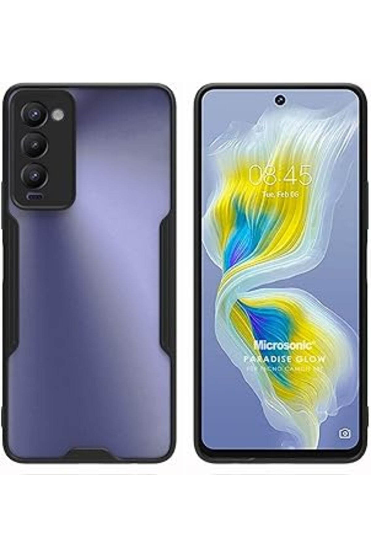 Pazarcan Microsonic Tecno Camon 18T Kılıf Paradise Glow Siyah [Camon 18T Ile Uyumlu Kılıf - Siyah]