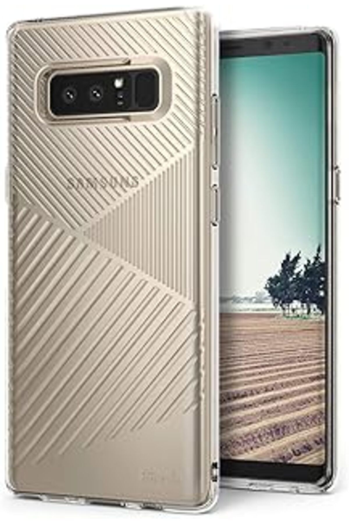 Pazarcan Ringke Note 8 Kılıf Crystal Clear - Diyagonal Tasarım Hafif Esnek Tpu Koruma