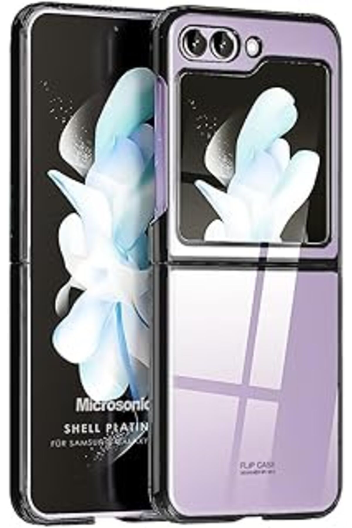 Qedii Microsonic Galaxy Z Flip 5 Kılıf Shell Platinum Siyah [Galaxy Z Flip 5 Ile Uyumlu Kılıf - Siyah]