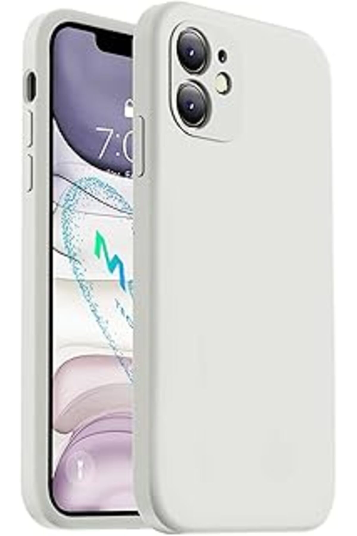 Pazarcan Constrain Iphone Ile Uyumlu 11 (12 Görünümlü Köşeli) Içi Kadife Lansman Kılıf-Beyaz
