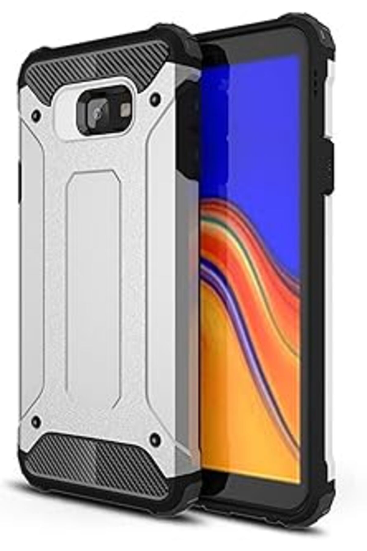 Pazarcan Microsonic Samsung Galaxy J4 Core Için Kılıf Rugged Armor Gümüş [Galaxy J4 Core Ile Uyumlu Kılıf -