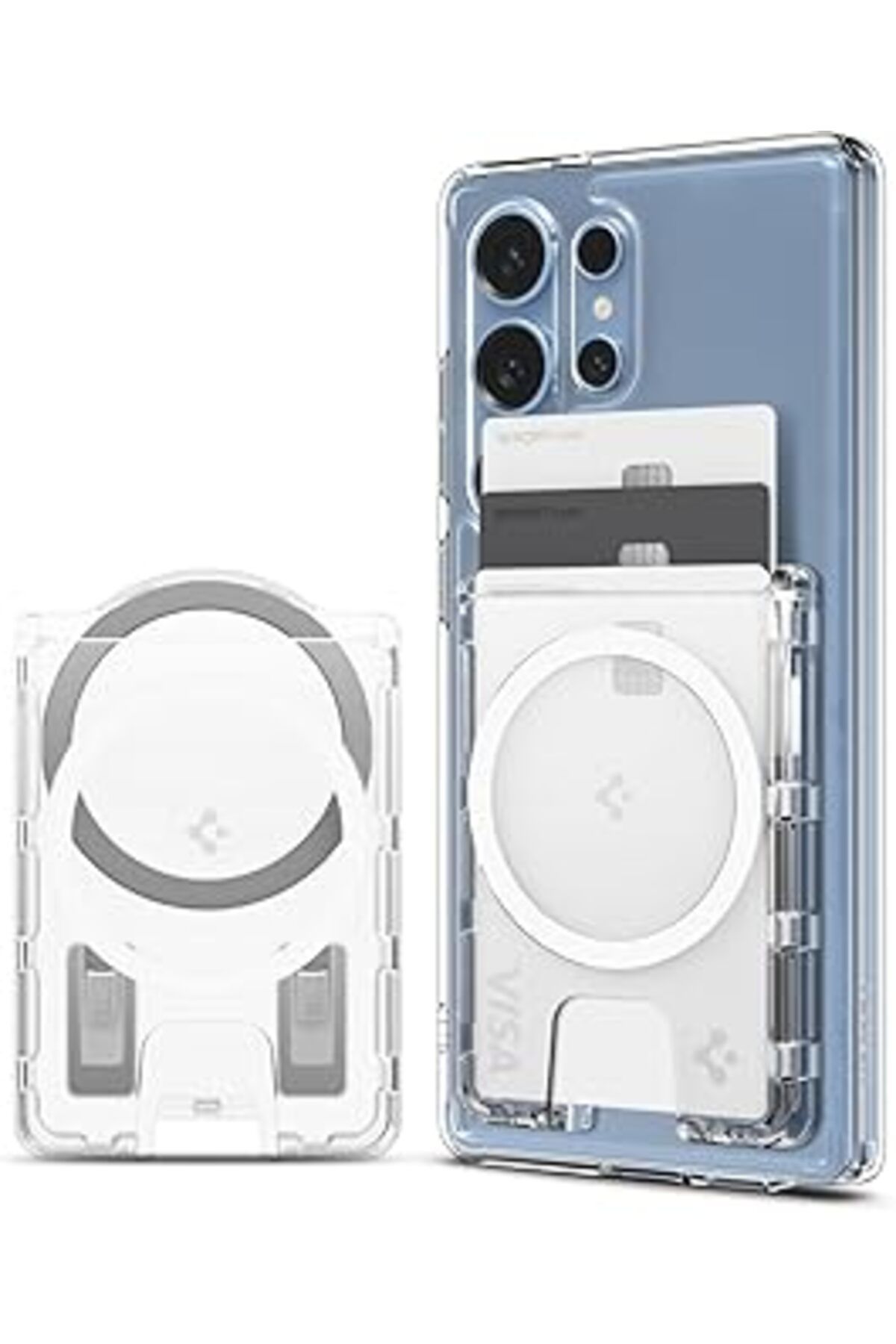 Qedii Iphone Ve Magfit+ Kılıflar Ile Uyumlu 3 Kartlı Manyetik Cüzdan Ultra Hybrid Crystal Clear - Afa0920