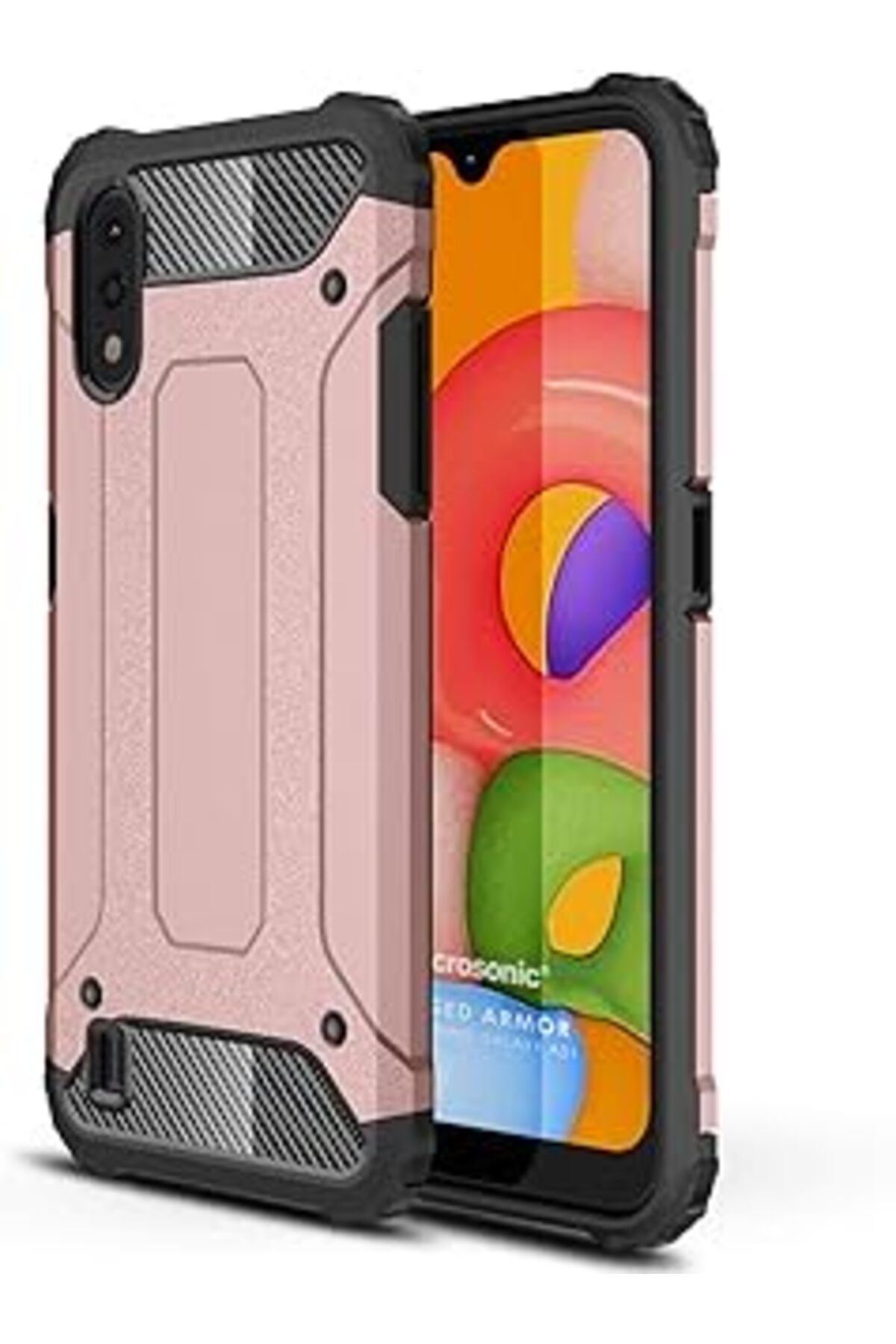 Pazarcan Microsonic Galaxy A01 Kılıf Rugged Armor Rose Gold [Galaxy A01 Ile Uyumlu Kılıf - Rose Gold]