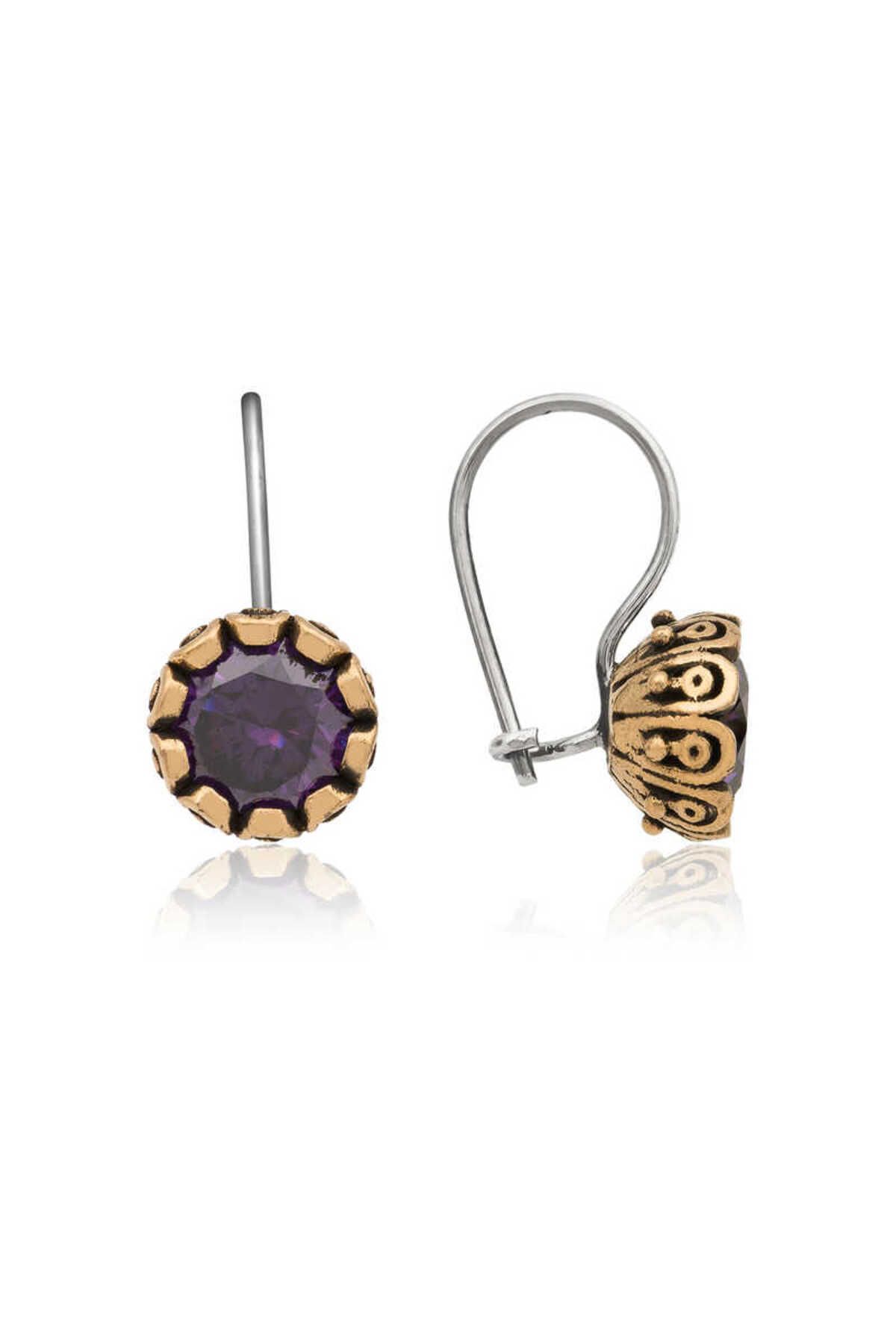 noip 925 Ayar Gümüş Mor Otantik Küpe (EA1160241) (7474)