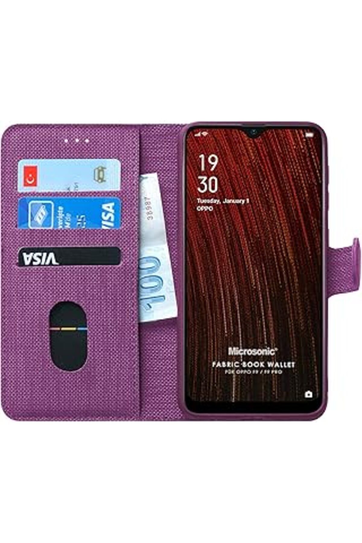 Karachil Microsonic Oppo F9 / F9 Pro Için Kılıf Fabric Book Wallet Mor [F9 / F9 Pro Ile Uyumlu Kılıf - Mor]