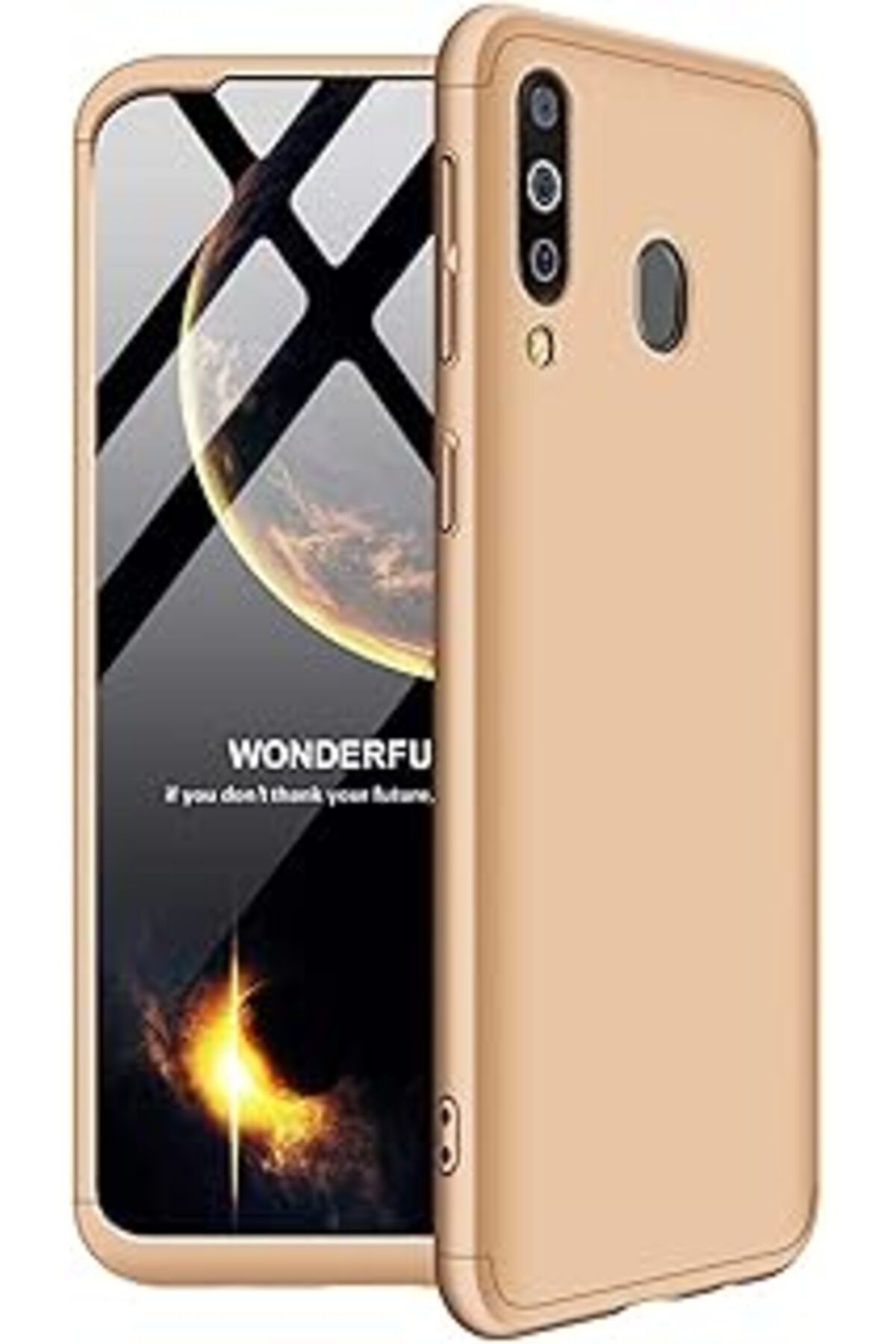 Pazarcan Microsonic Galaxy M30 Kılıf Double Dip 360 Protective Gold [Galaxy M30 Ile Uyumlu Kılıf - Gold]