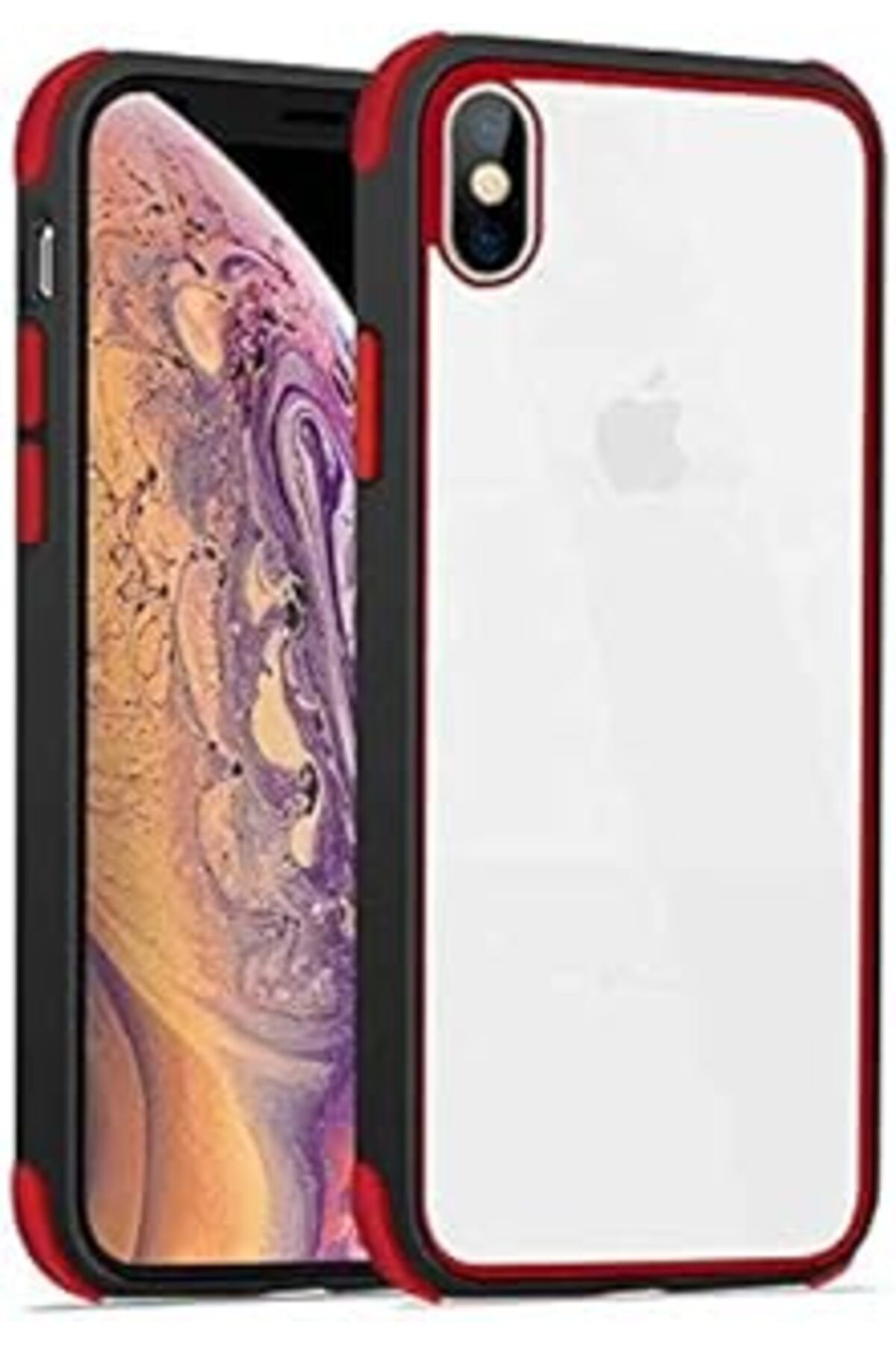 Qedii Ehr. Iphone Xs Max Uyumlu Köşe Korumalı Yanları Renkli Arkası Şeffaf Silikon Kılıf (Çok Renkli, Iph