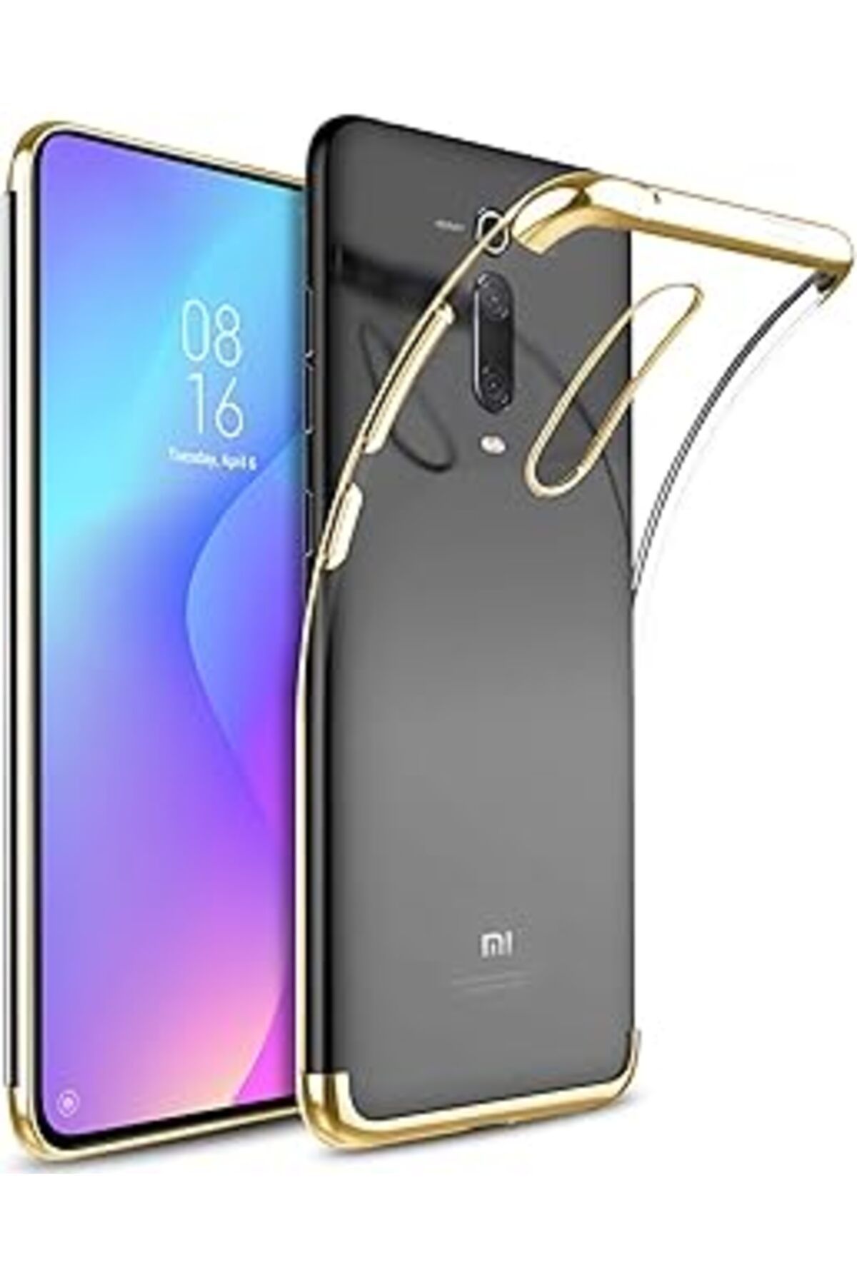 Pazarcan Microsonic Redmi K20 Kılıf Skyfall Transparent Clear Gold