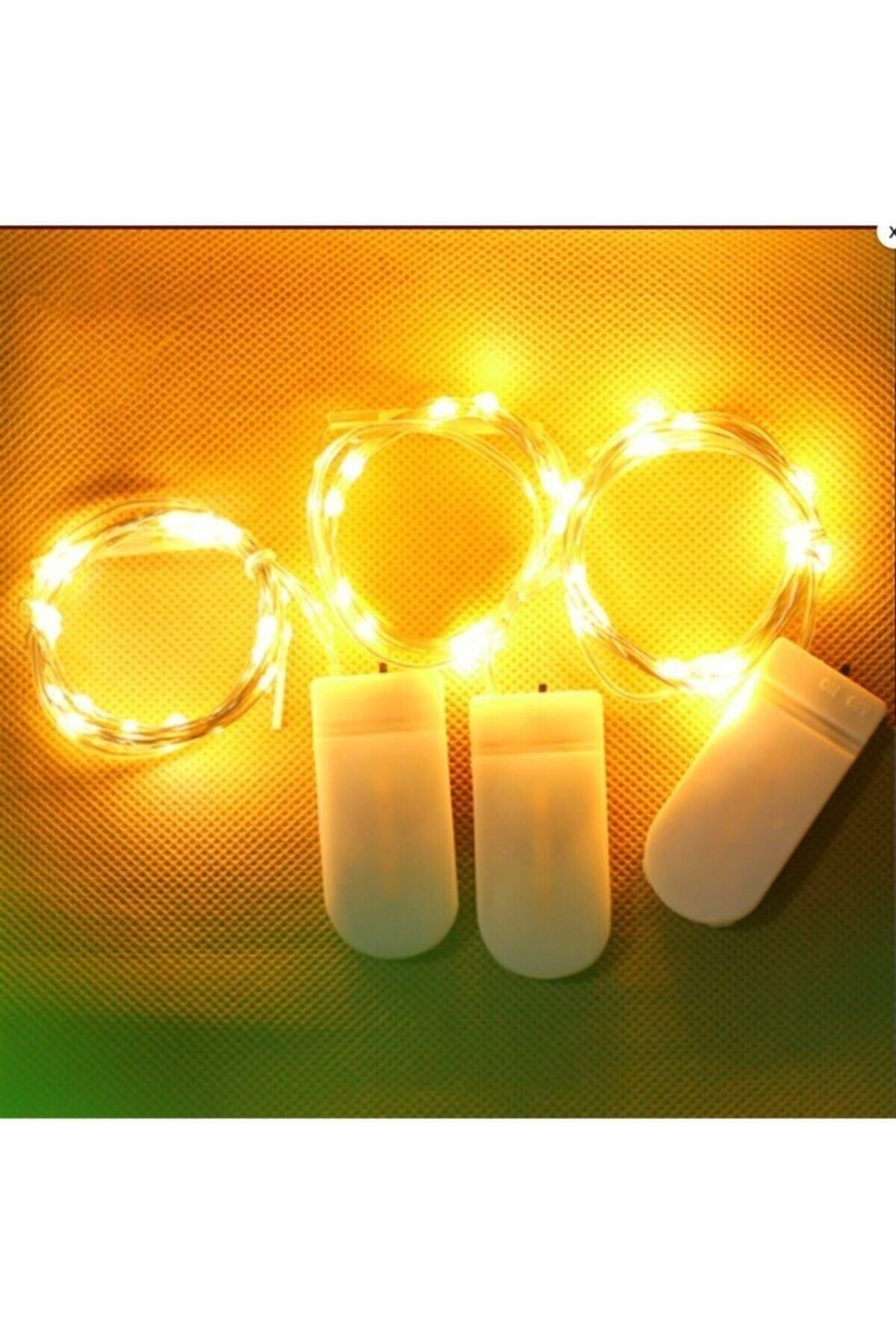 Leddünyası 2 Metre Güç Kutulu Kendinden Pilli Led Işığı! Sarı Led Işığı! Ince Kutulu