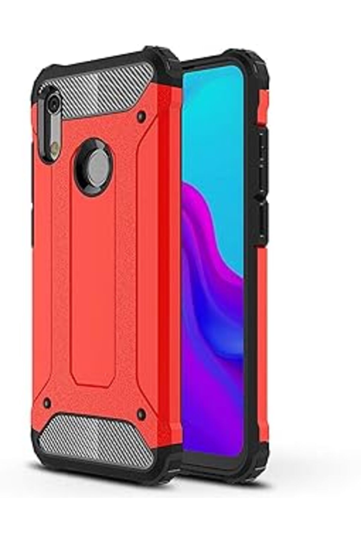 Pazarcan Microsonic Huawei Honor 8A Kılıf Rugged Armor Kırmızı [Honor 8A Ile Uyumlu Kılıf - Kırmızı]