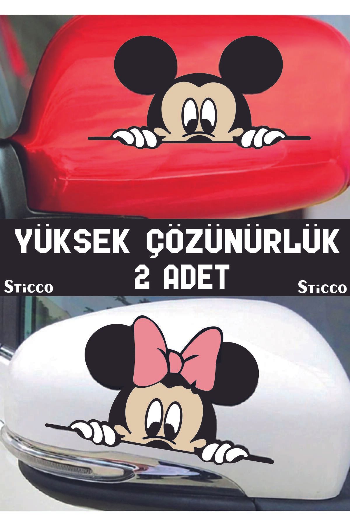 Sticco Miki Mini Dikiz Ayna, Yüksek Çözünürlük Araba, Motorsiklet, Kask, Laptop,cam Sticker 14x8 Cm