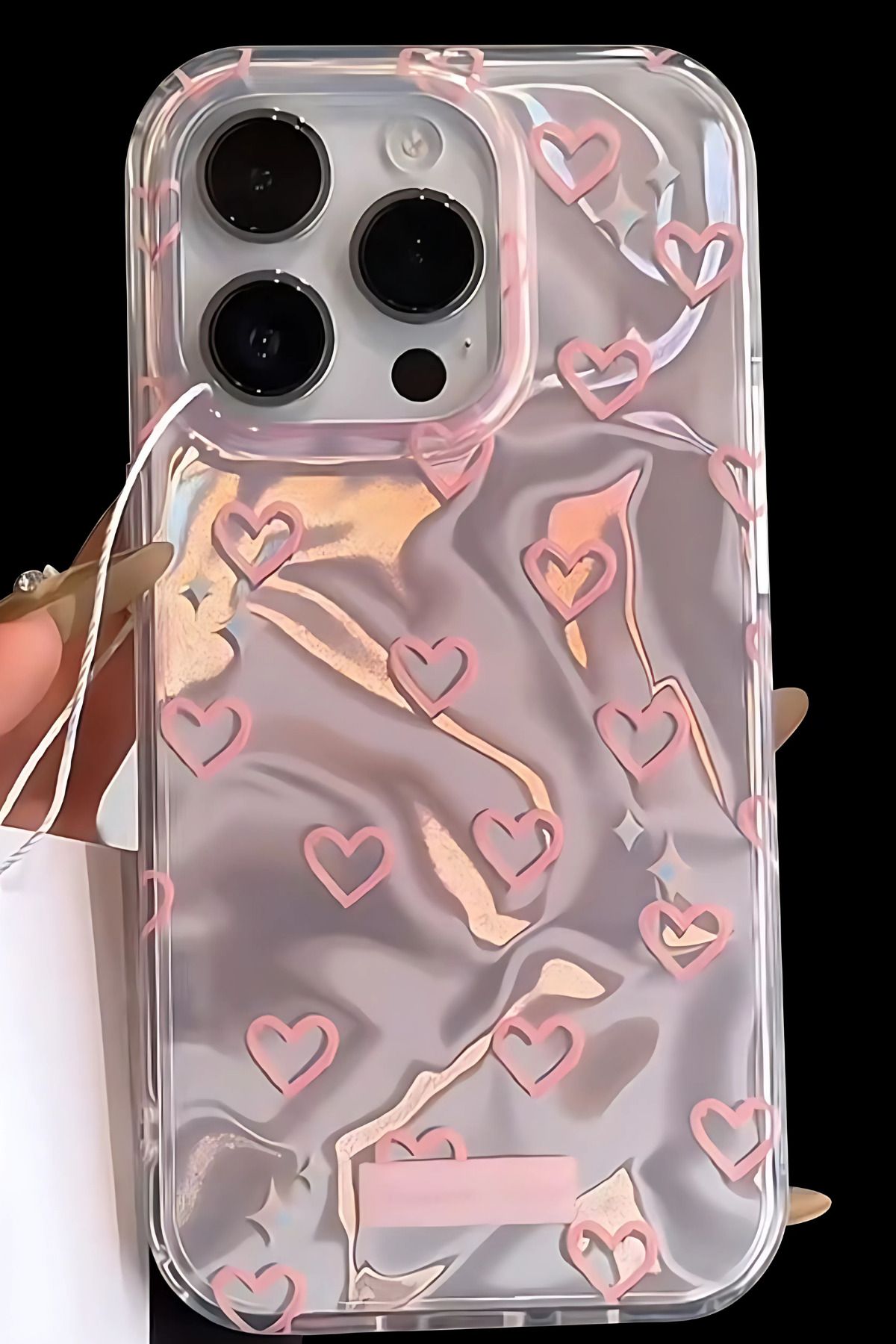 shop İphone 13/14 Uyumlu Romantik Hologramlı Tasarımlı Şeffaf Silikon Telefon Kılıfı