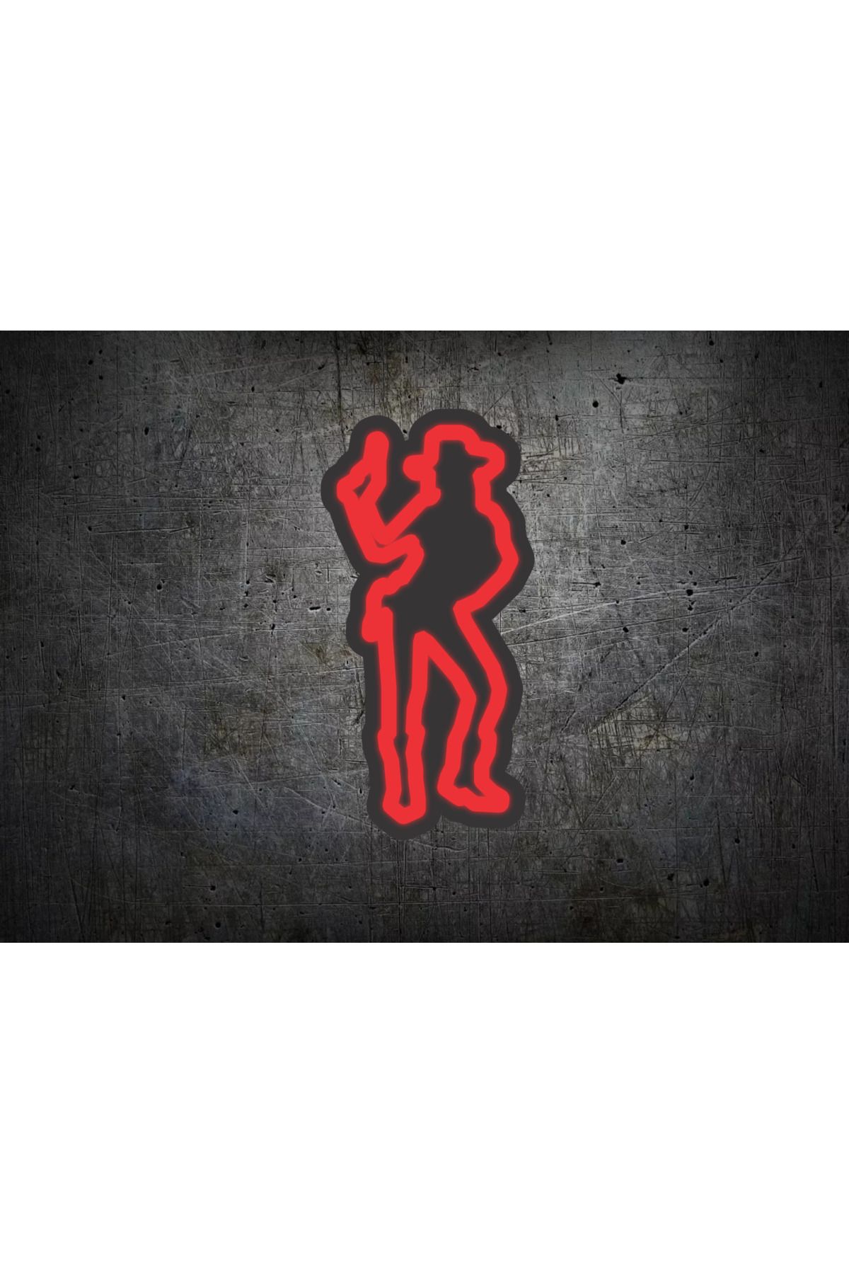 Magnetfoto neon tabela kırmızı silahlı kadın 60x30