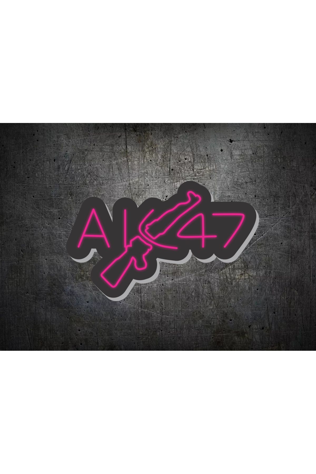 Magnetfoto AK47 Neon tabela 60x 30 pembe