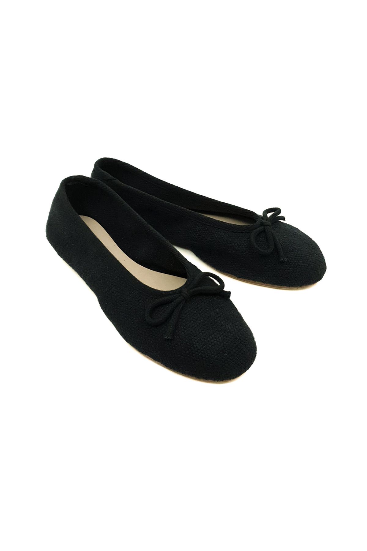 Happy Ballerinas Siyah Keten Kumaş Barefoot Babet Ayakkabı