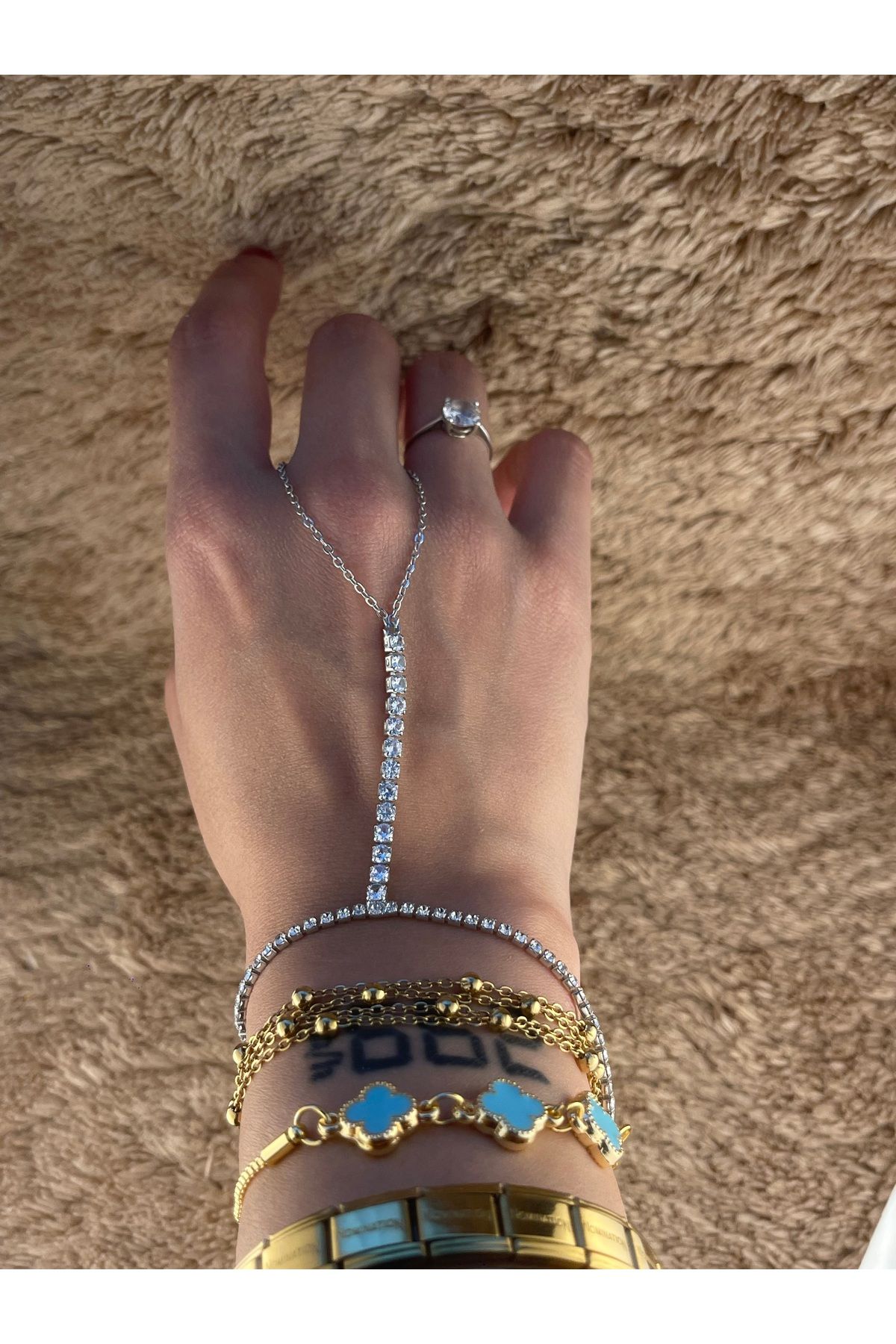 Butik Zirkon Taşlı Kadın Şahmeran / Çelik / Gümüş Renk
