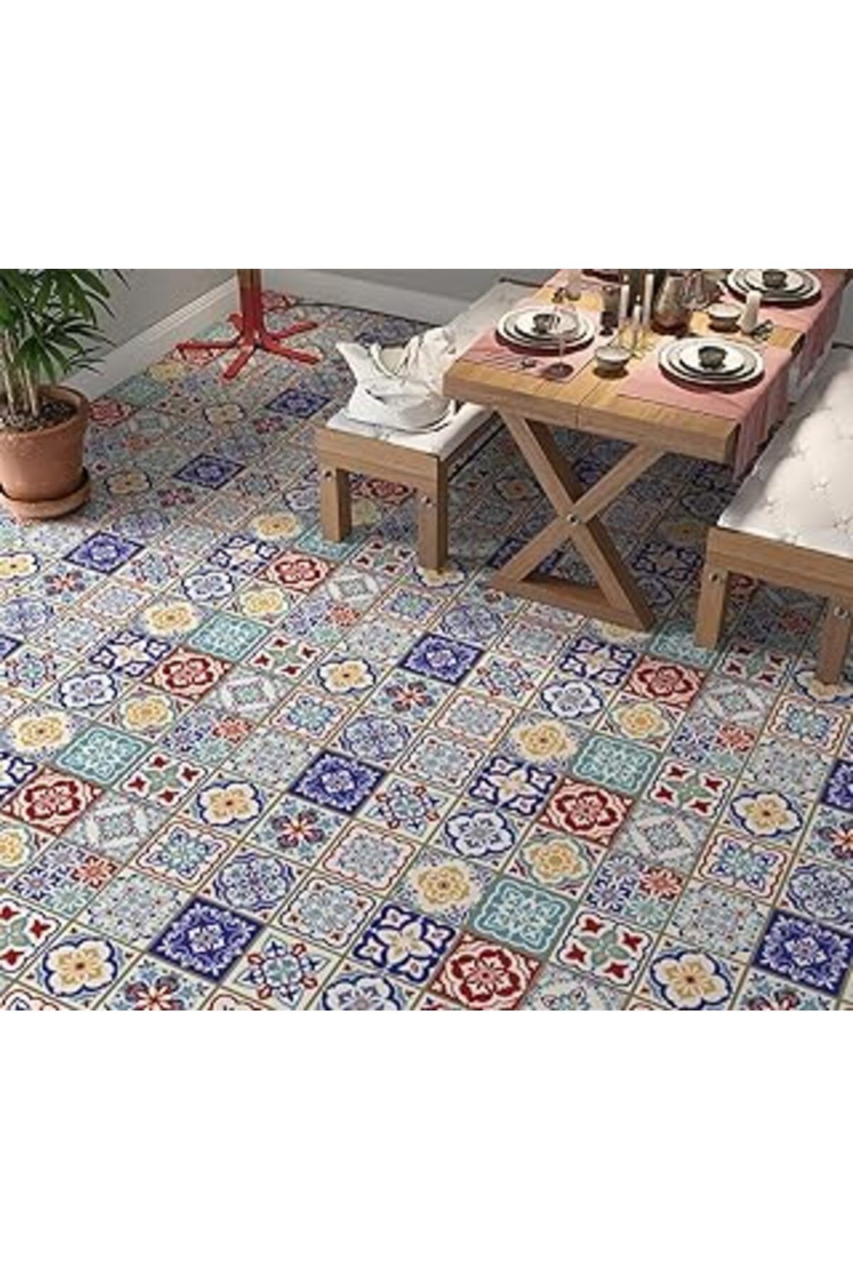 Karachil Stickerart Yer Kaplama Zemin Kaplama Folyosu 65X130 Cm 18 Seramic Tile
