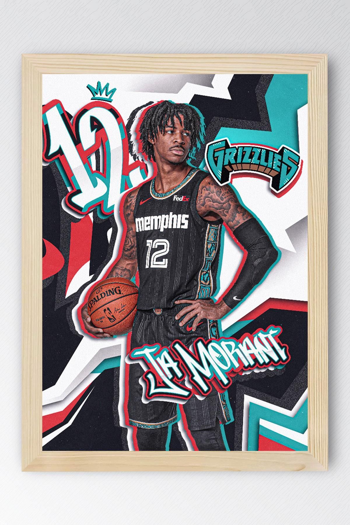 Saturn Ja Morant Çerçeveli Tablo - Memphis Grizzlies NBA Posteri Tablo