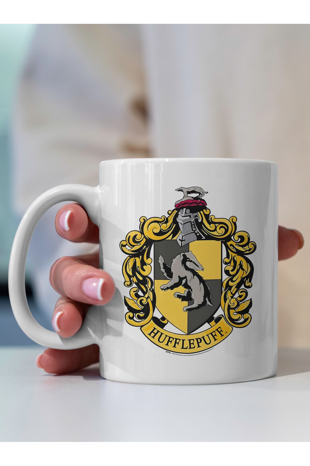 Ayabak Kupa Bardak - Harry Potter Hufflepuff Desenli Kupa Bardak - Hediyelik Kupa Bardak