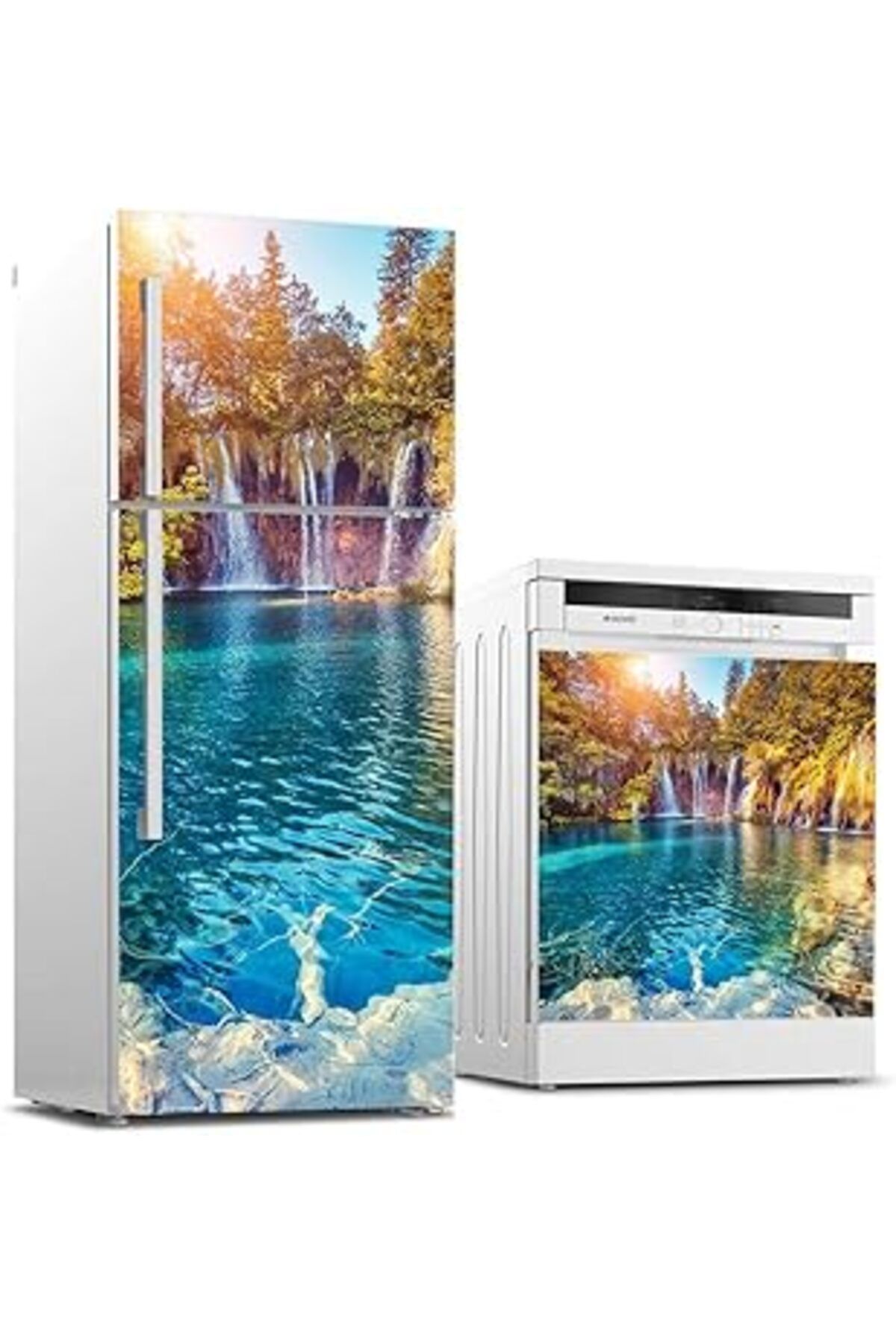 Karachil Buzdolabı Ve Bulaşık Makinası Beyaz Eşya Sticker Kaplama 3D Şelale