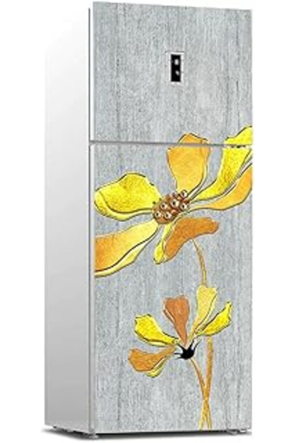 Karachil Buzdolabı Sticker Kaplama Dolap Kaplama Etiketi Sarı Peri Çiçek