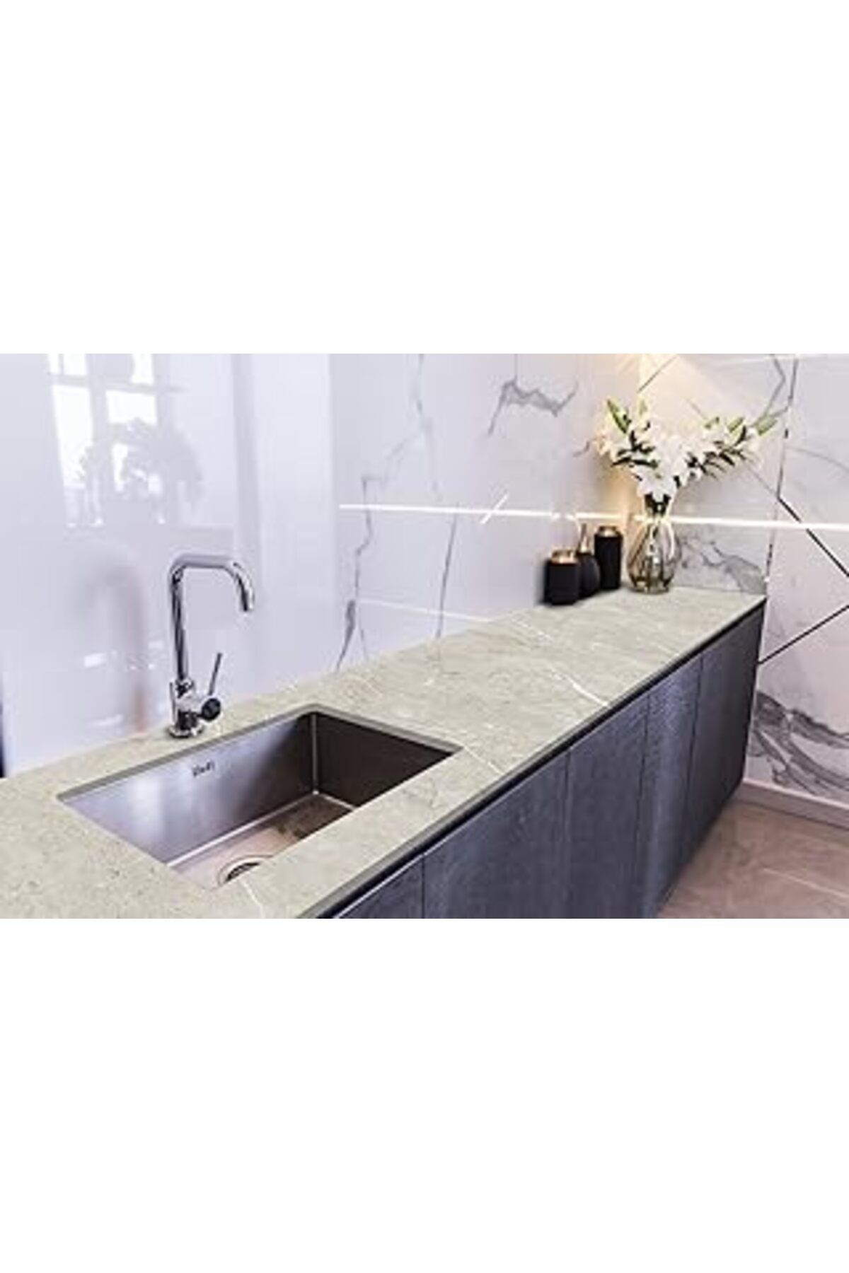 Karachil Stickerart Tezgah Üstü Fayans Kaplama Folyosu Mutfak Tezgahı Kaplama Slab Marble Design 70 Cm X 1 M