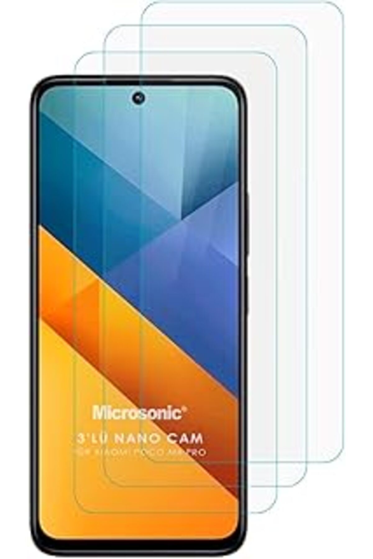 NETWORK ART Microsonic Poco M6 Pro 5G Screen Protector Nano Glass Cam Ekran Koruyucu (3`Lü Paket) [Poco M6 Pro